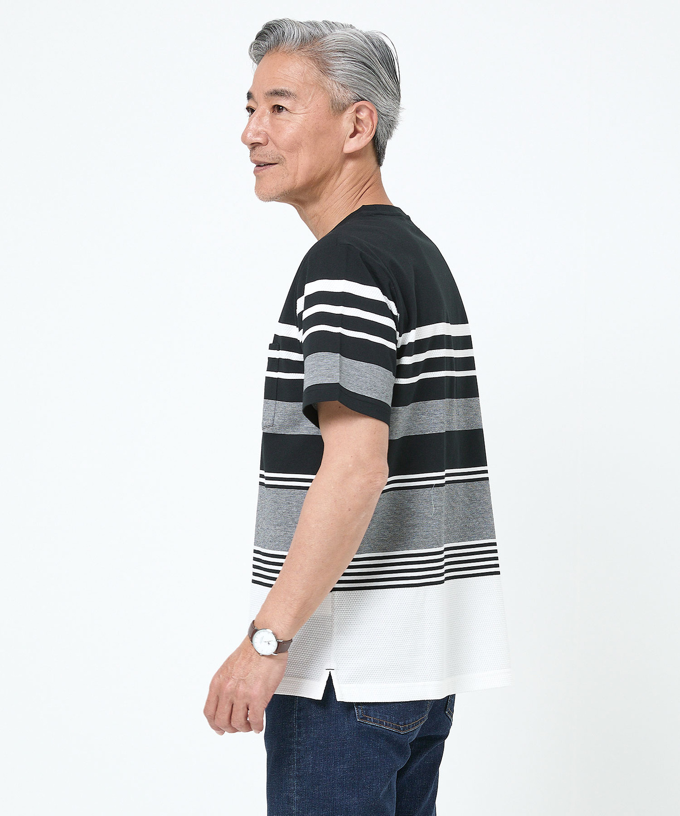 メンズ マルチ パネルボーダー Tシャツ通販 [1002-63236