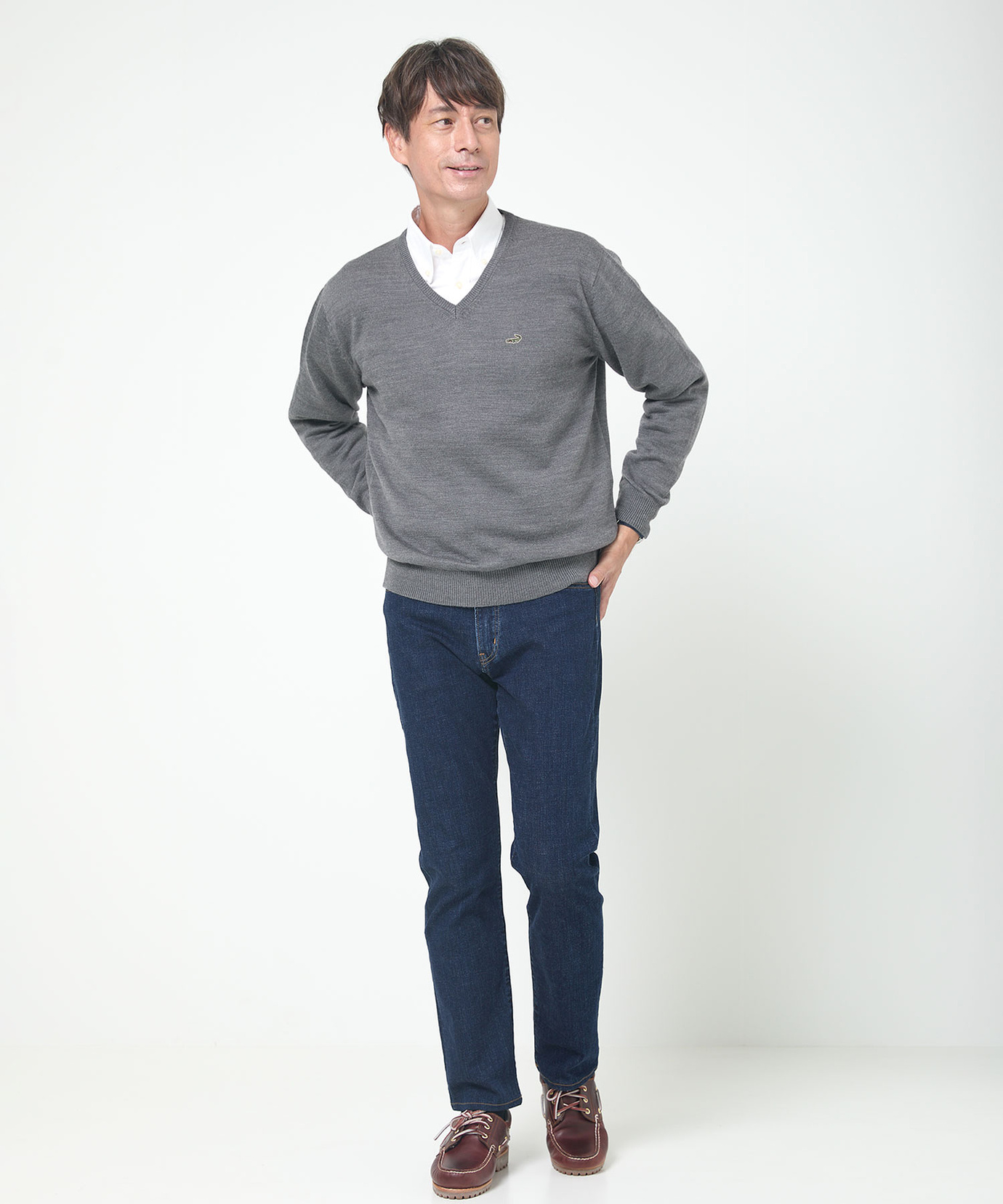 メンズ 10ゲージVネックセーター【洗濯機洗いOK】通販 [1003-06581