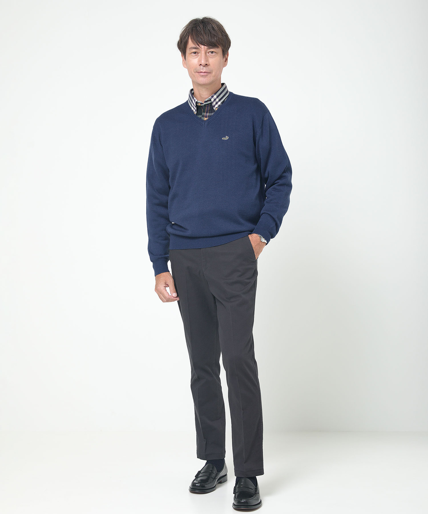 メンズ 10ゲージVネックセーター【洗濯機洗いOK】通販 [1003-06581