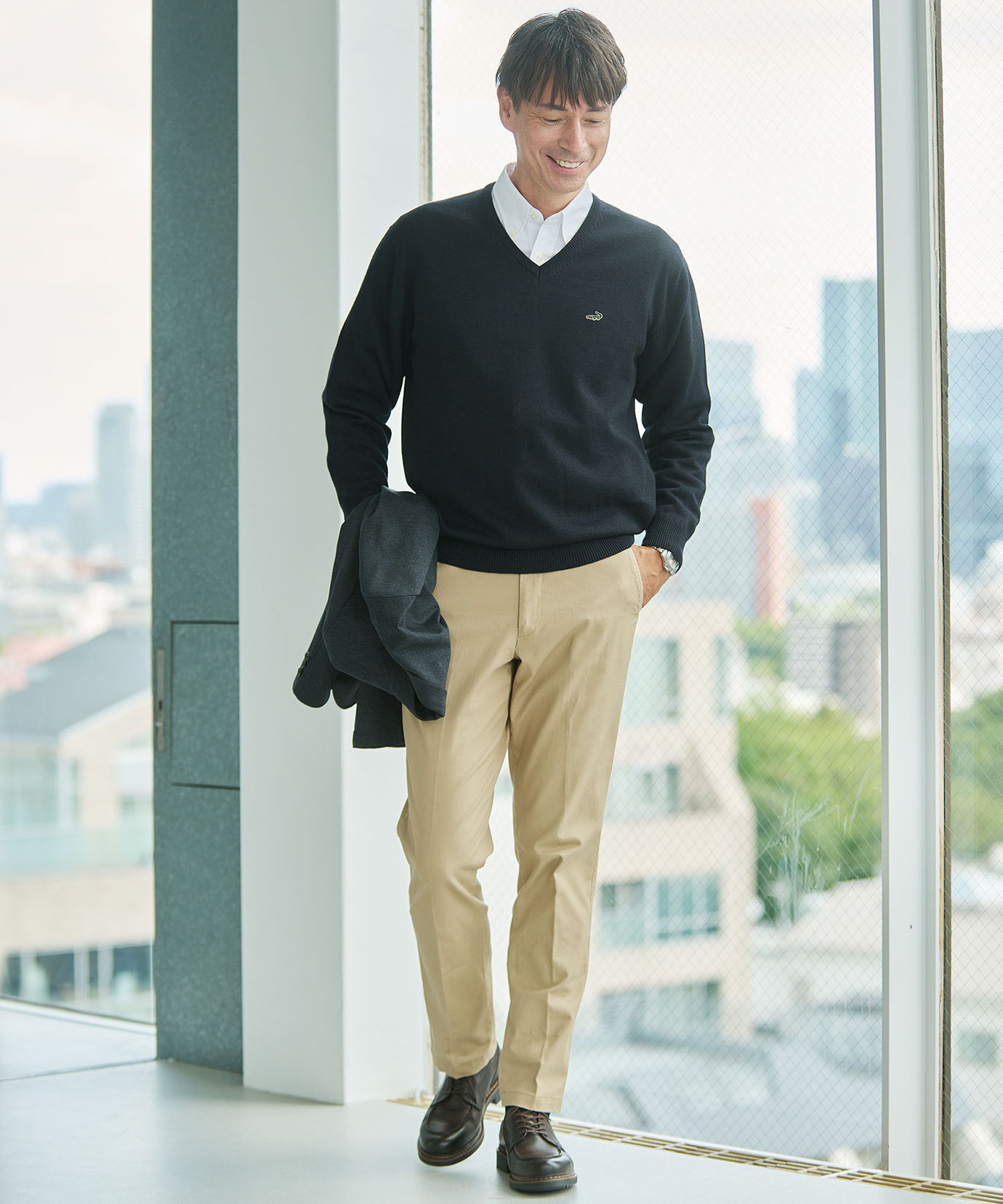 メンズ 10ゲージVネックセーター【洗濯機洗いOK】通販 [1003-06581