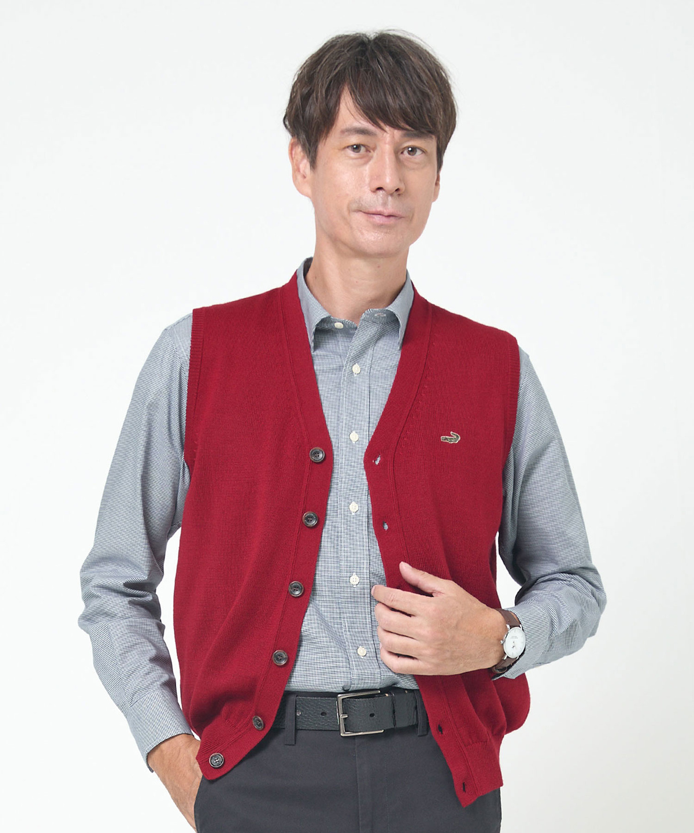 PiCONE 赤 プリント柄 ベスト メンズ 10ゲージオープンベスト【洗濯機洗いOK】通販 [1003-06583