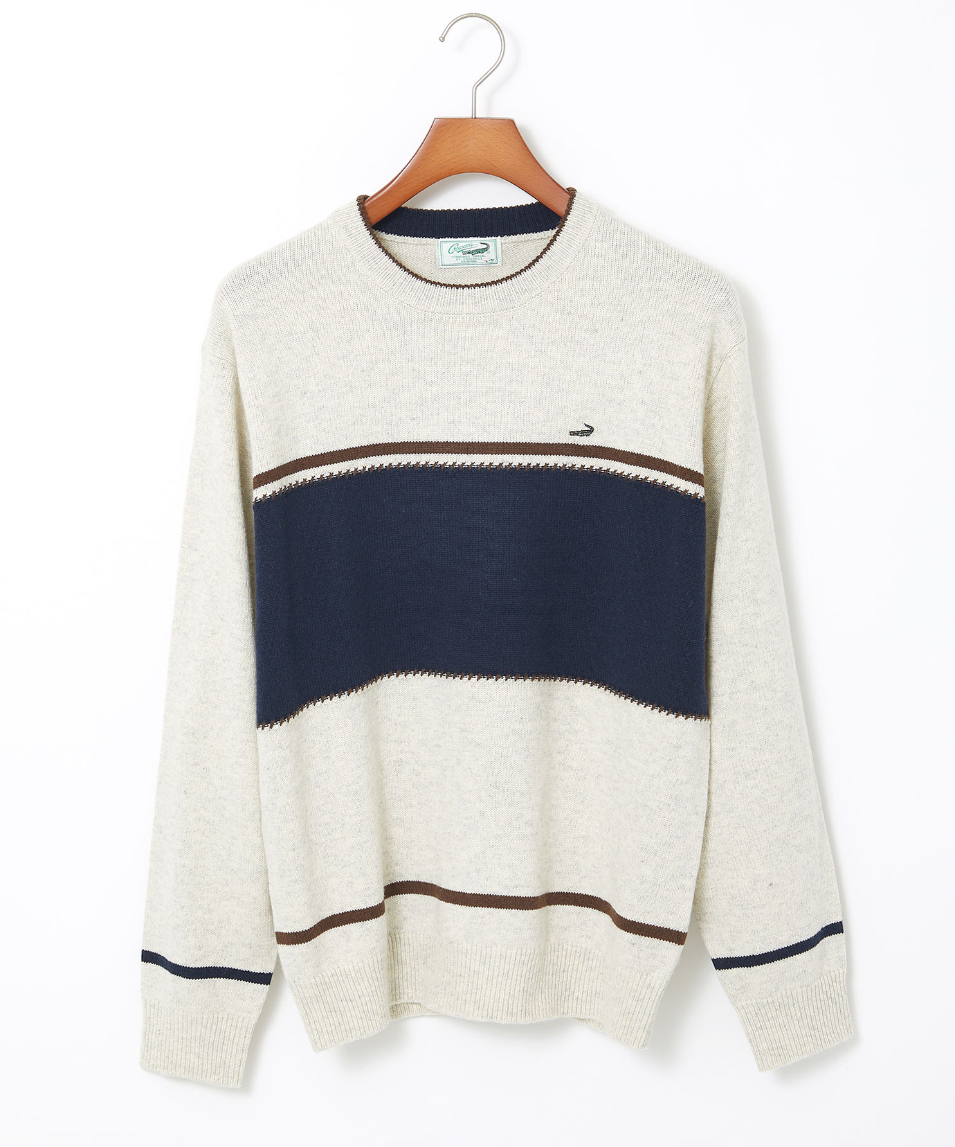 メンズ ウールブレンド ワイドボーダー ニット 【手洗いOK】通販 [1003