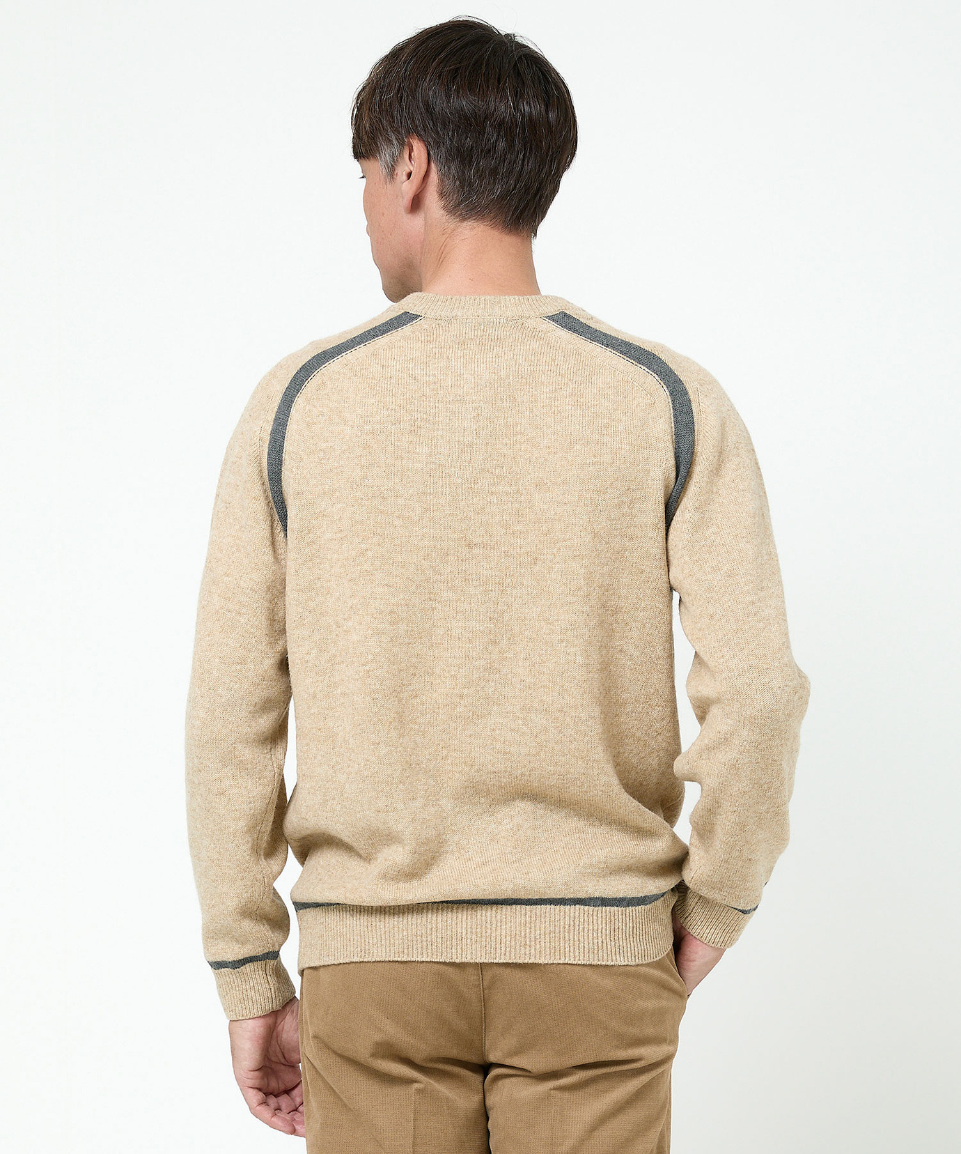 メンズ ウールブレンド ヘンリーネック ニット【手洗いOK】通販 [1003