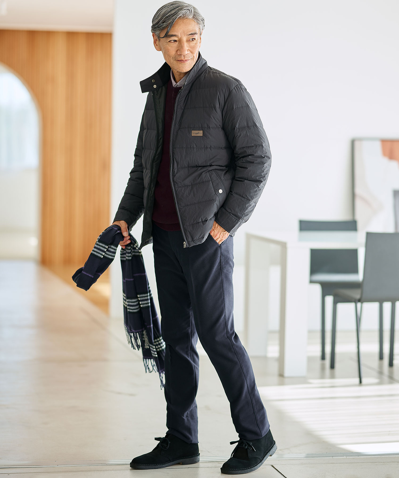 メンズ ウールブレンド ヘンリーネック ニット【手洗いOK】通販 [1003