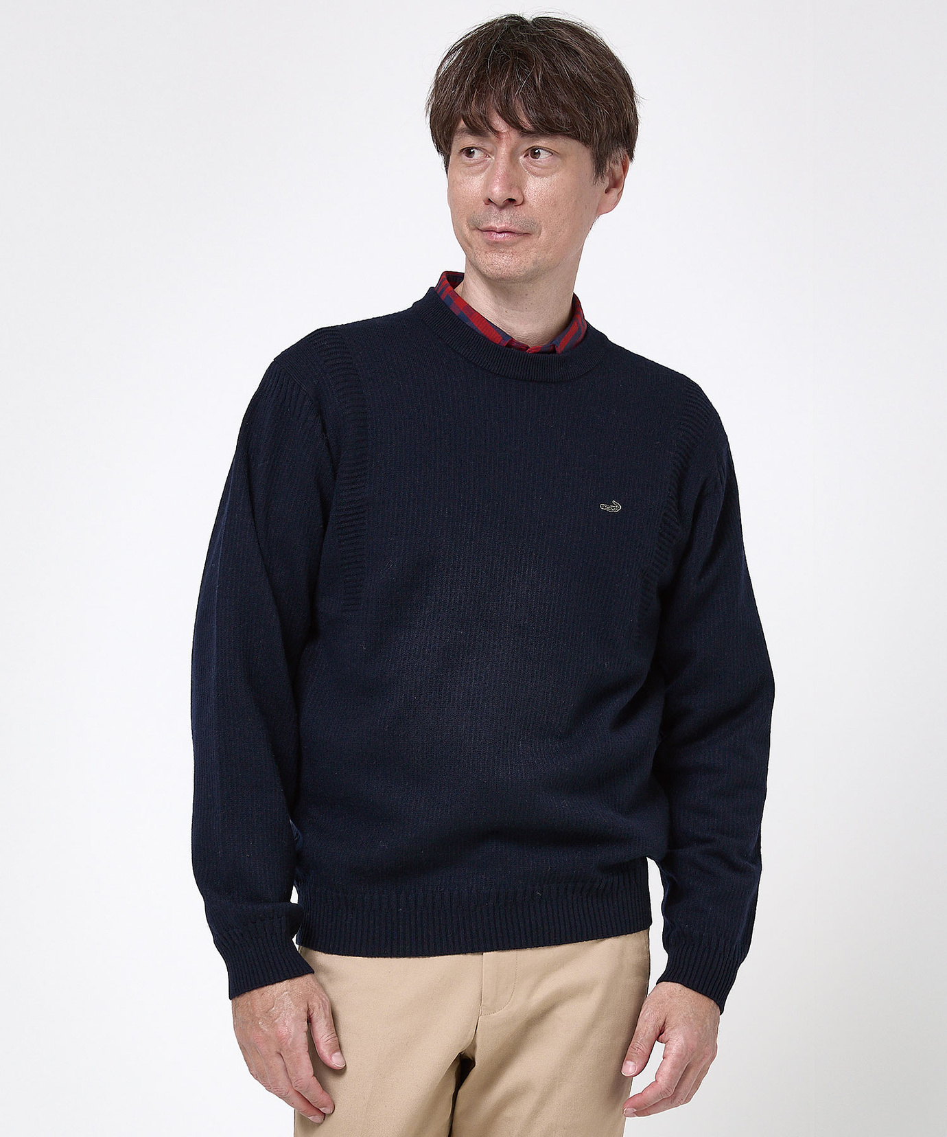 メンズ ウールブレンド ガンジー ニット【手洗いOK】通販 [1003-58305