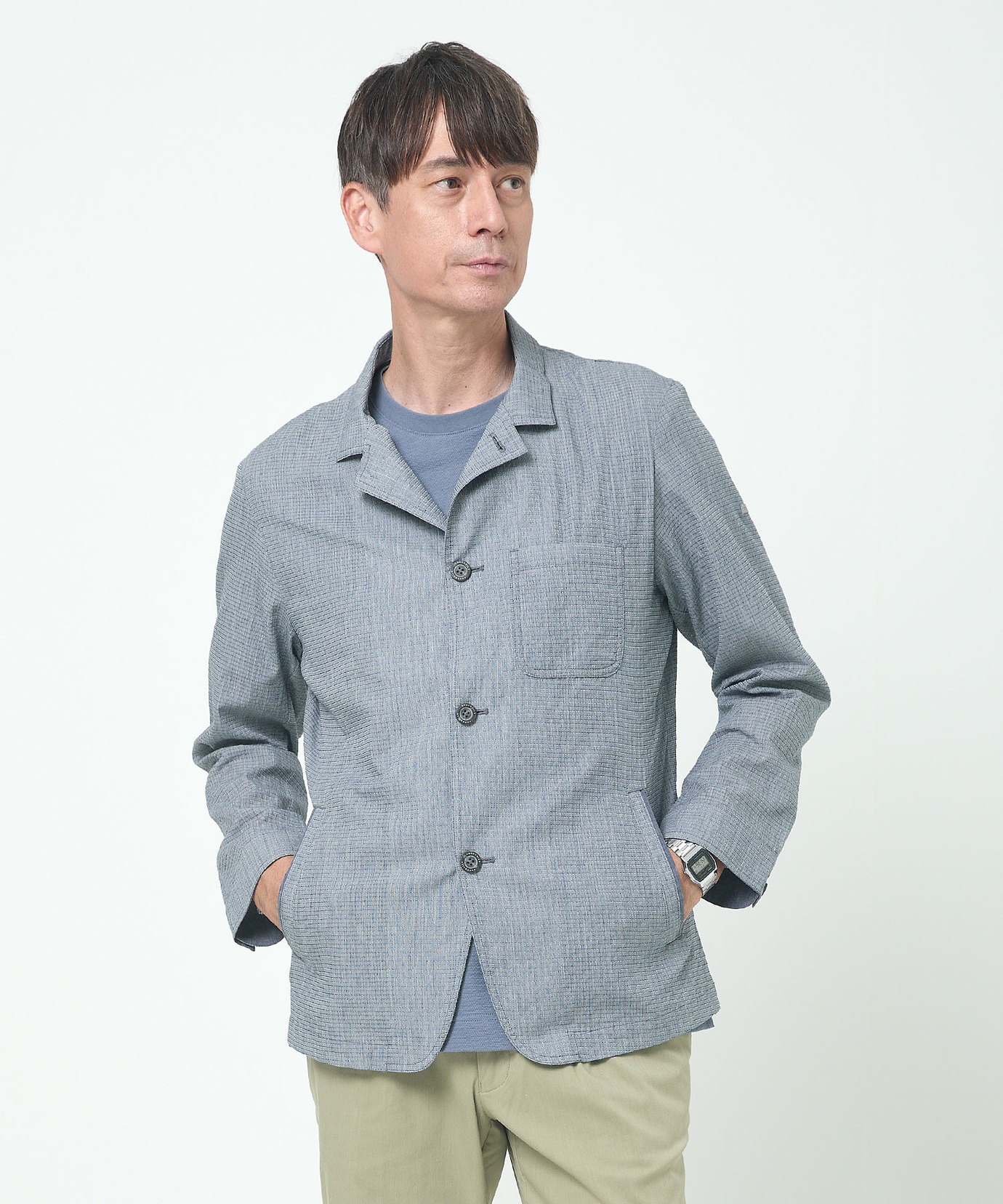 【美品】Rough & Swell サマージャケット メンズ リップル生地 サマージャケット【吸汗速乾】通販 [1004