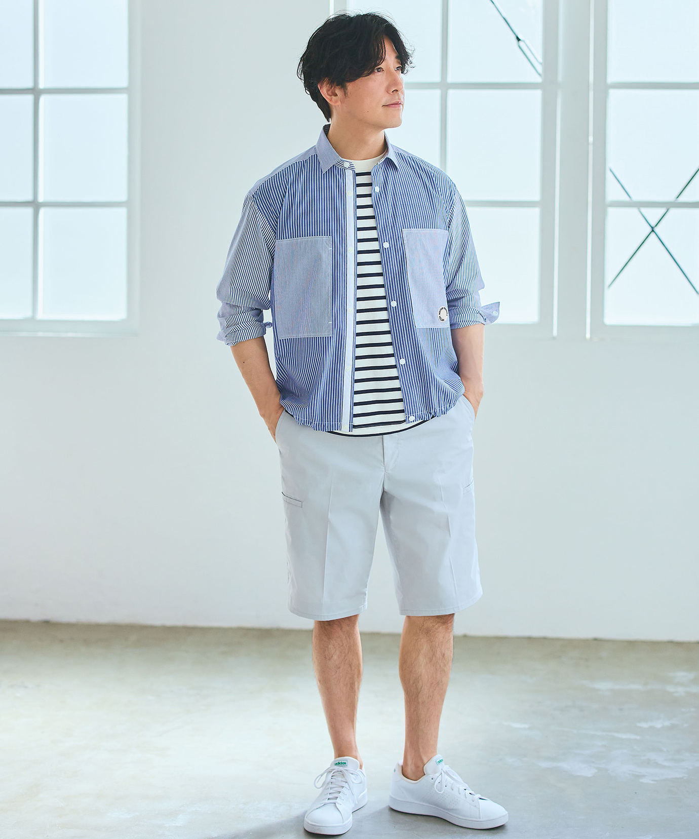 もっこり　設定完了してます メンズ ドローコード ドットボタン シャツ通販 [1501-53171