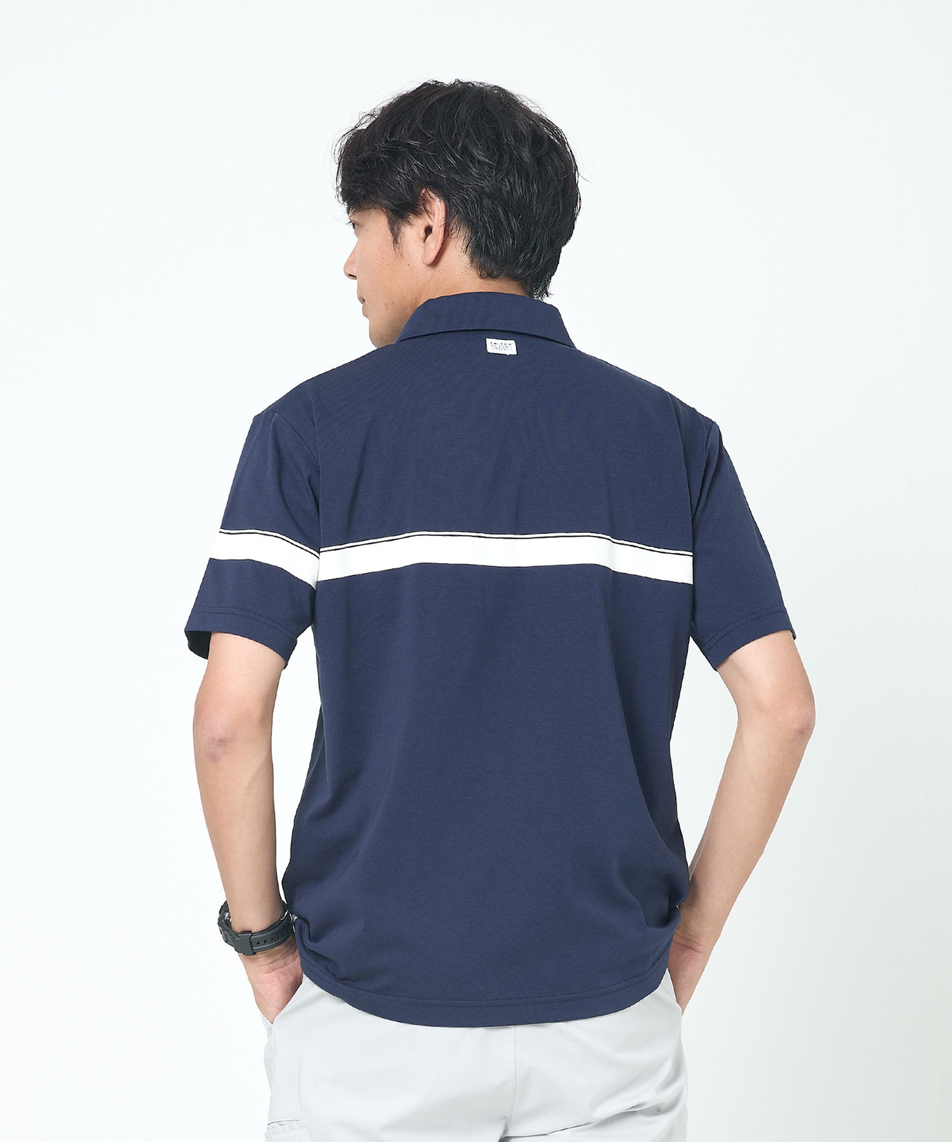 メンズ アシンメトリー ロゴプリント ポロシャツ通販 [1502-53276