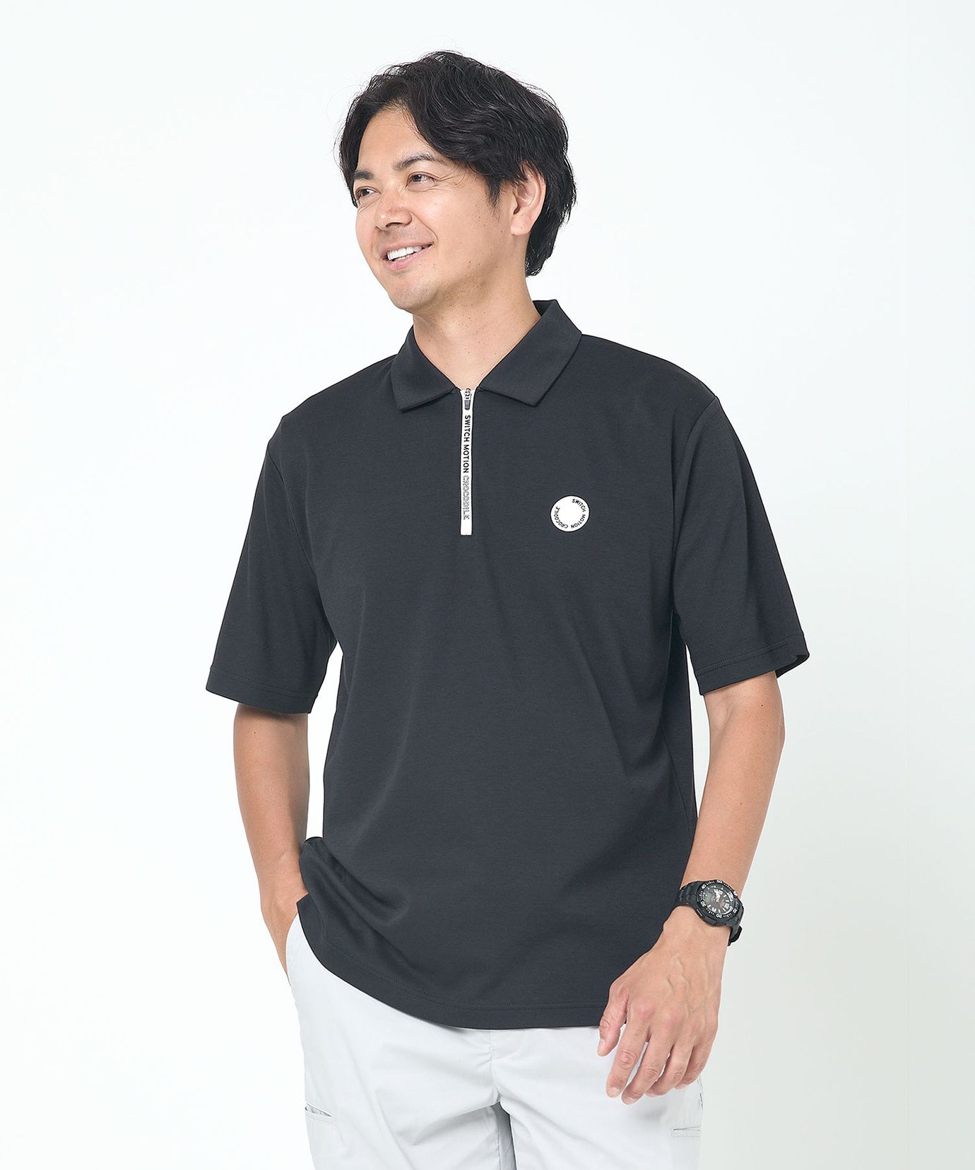 メンズ バックライン ジップ ポロシャツ通販 [1502-53277