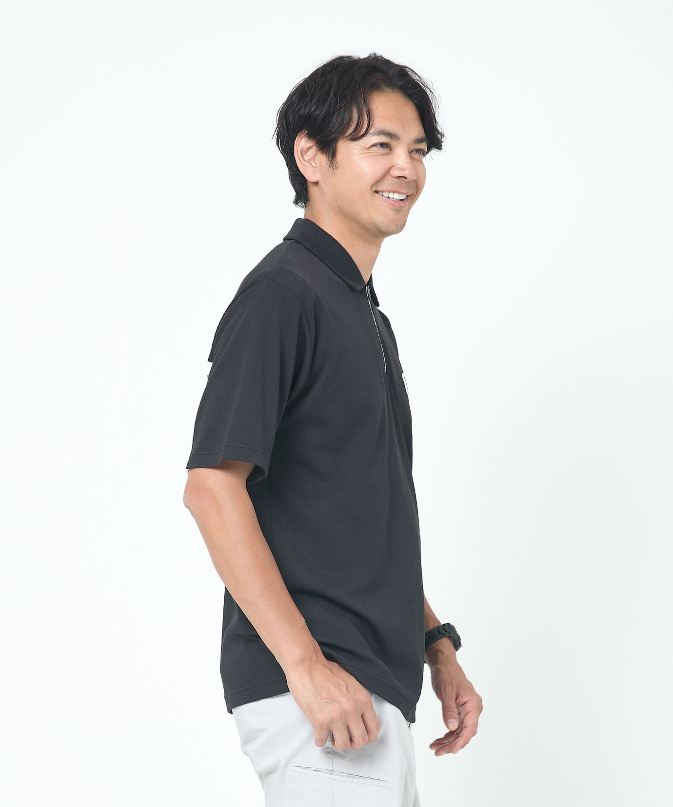 メンズ バックライン ジップ ポロシャツ通販 [1502-53277