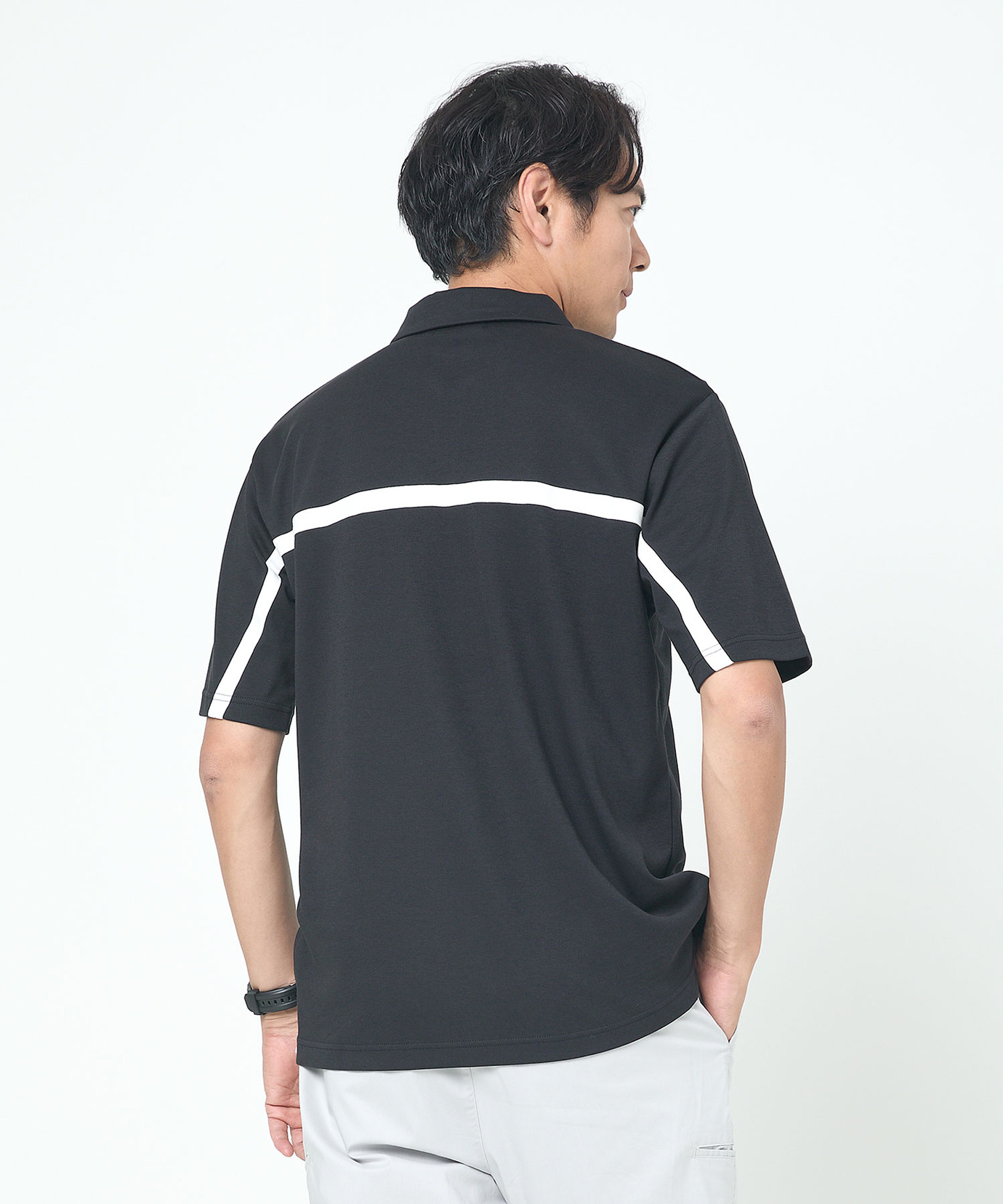 メンズ バックライン ジップ ポロシャツ通販 [1502-53277
