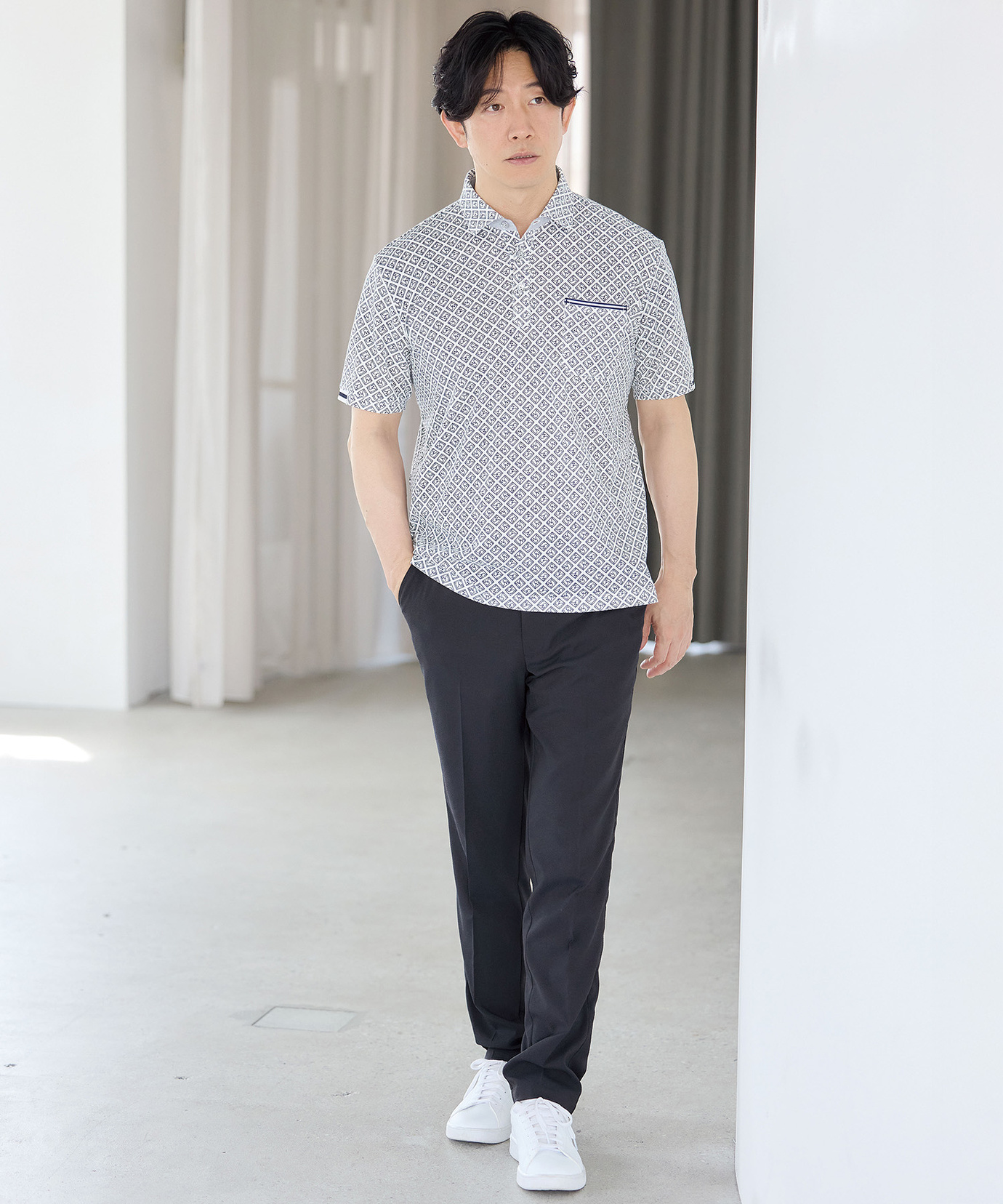 メンズ モノグラム プリント 鹿の子 ポロシャツ通販 [1502-53280