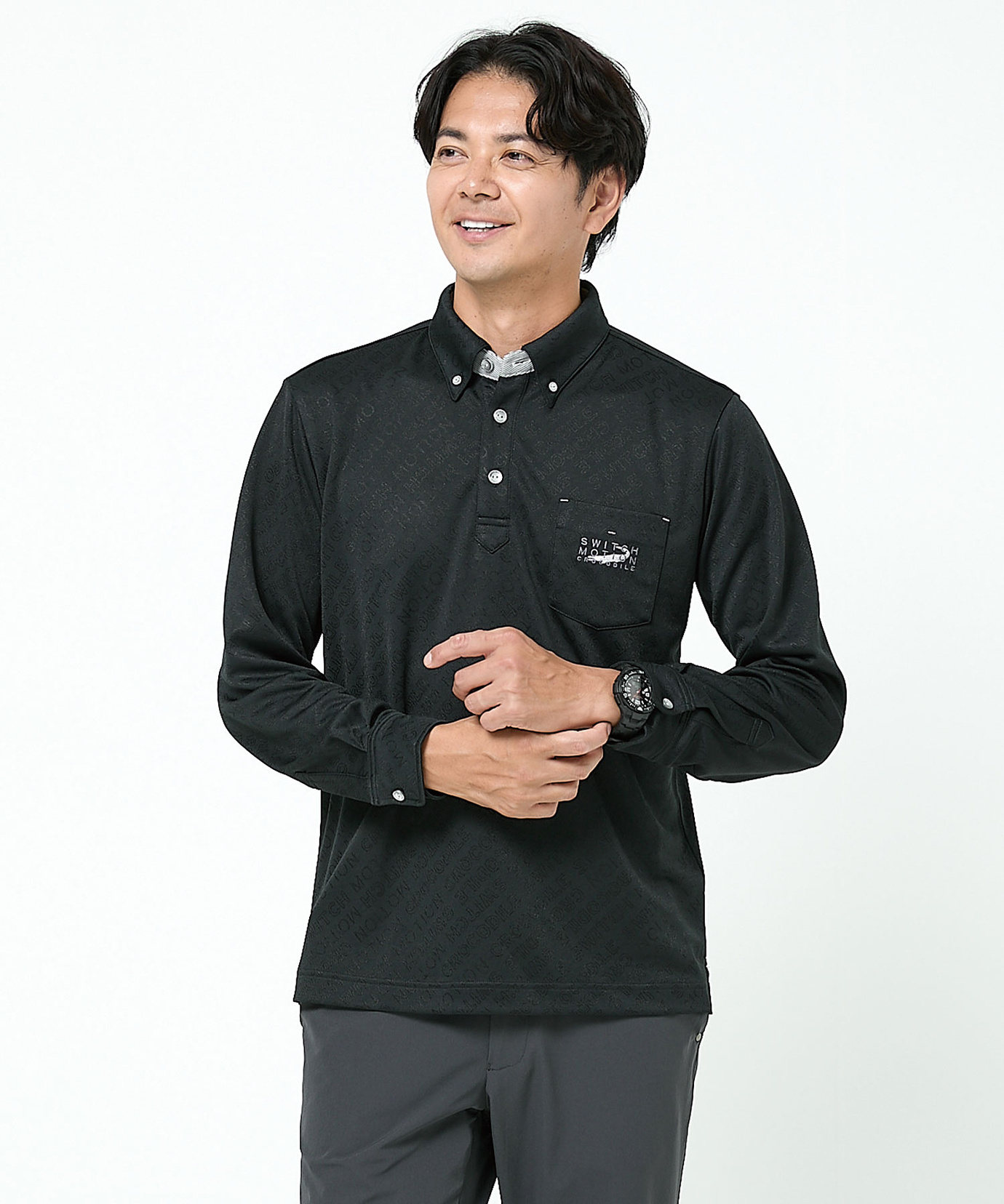 メンズ ジャカード ロゴデザイン ポロシャツ通販 [1502-55274