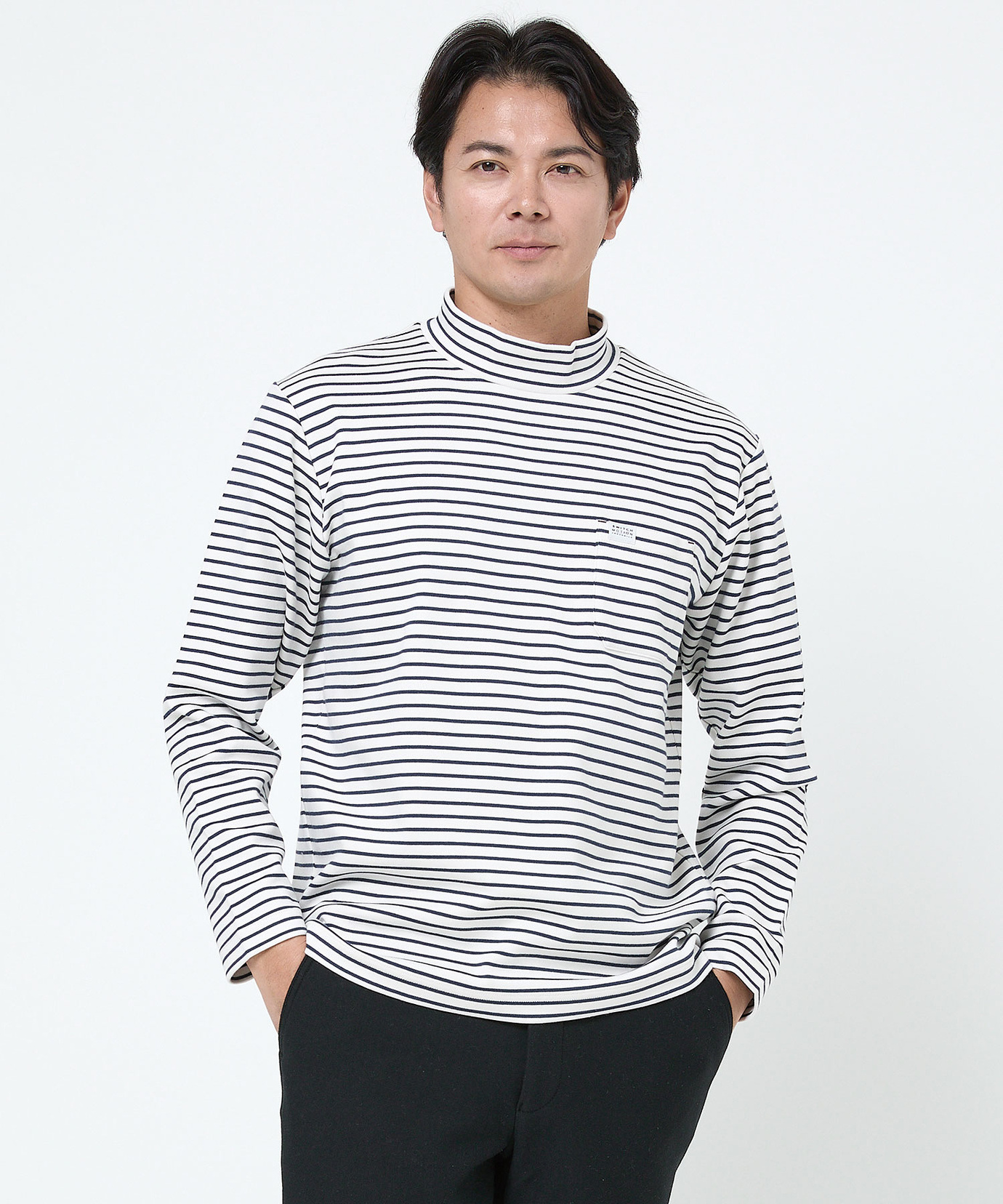 メンズ ボーダー柄 ハイネック カットソー通販 [1502-56280