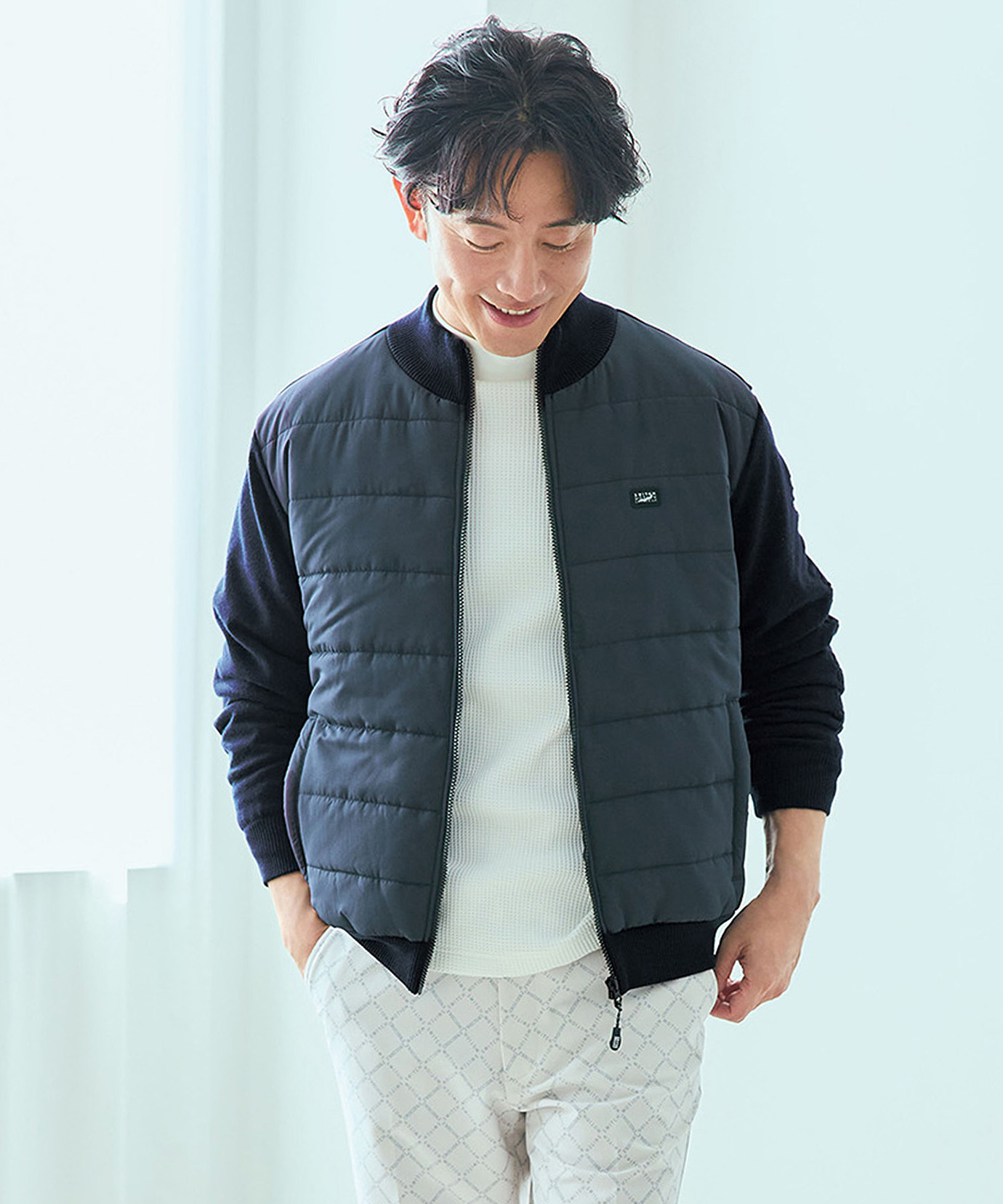 メンズ ニット ドッキング 中綿ブルゾン通販 [1503-57370