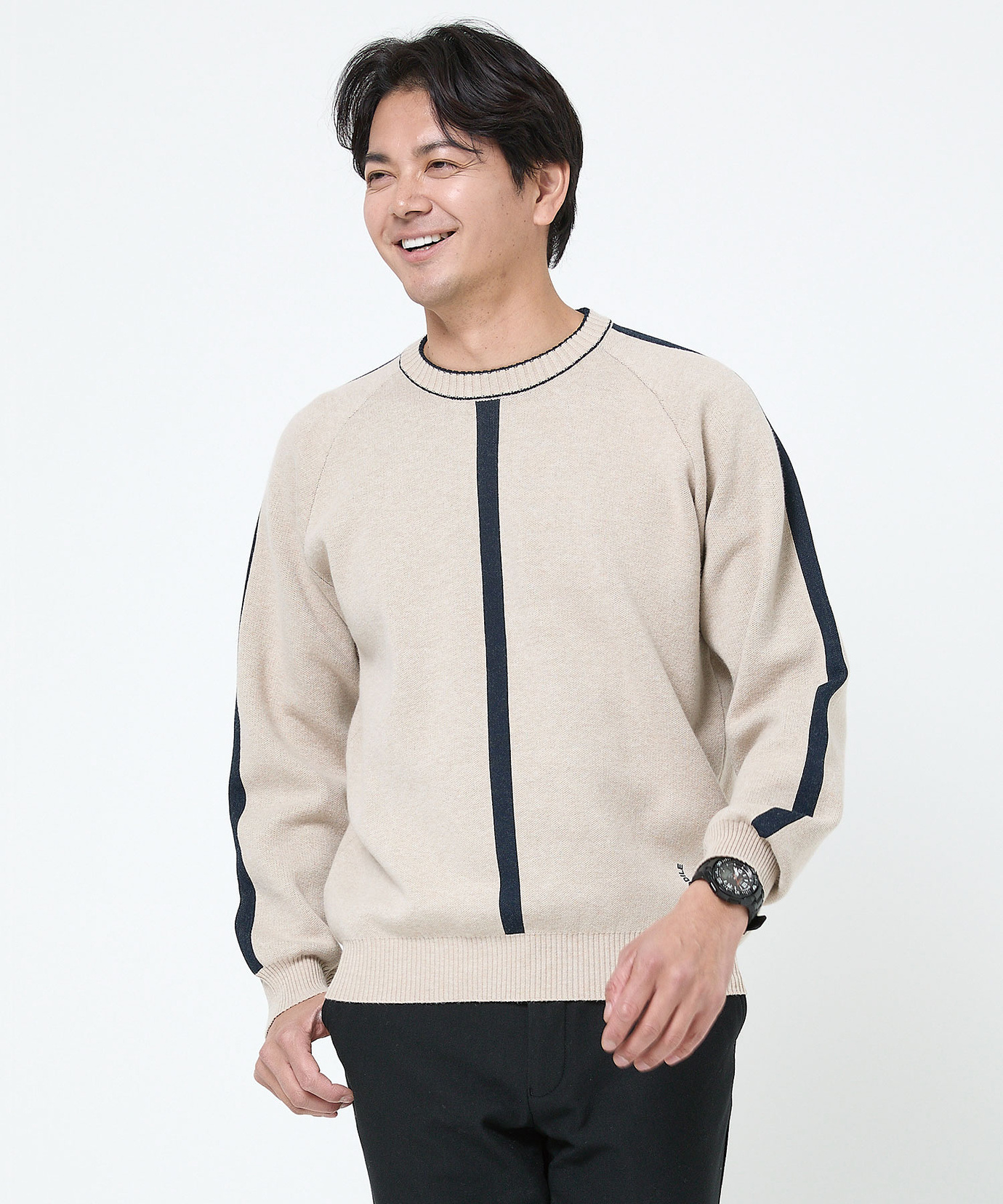 メンズ ウールブレンド ジャカード ニット 【手洗いOK】通販 [1503