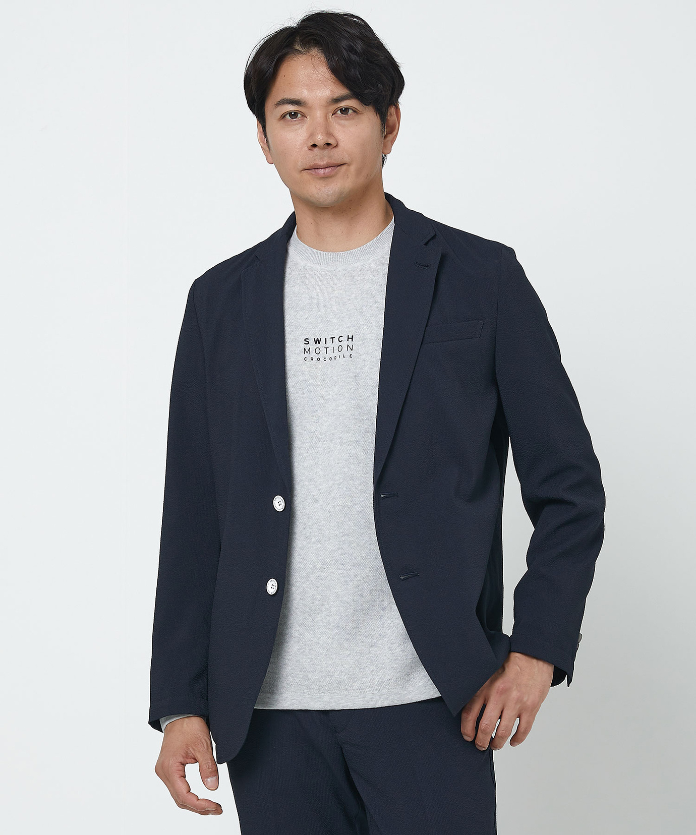 現行モデル メンズビギ シアサッカー ジャケット 花柄 ストレッチ ネイビー L G-STAGE】ドットエアーチェッカードサッカージャケット