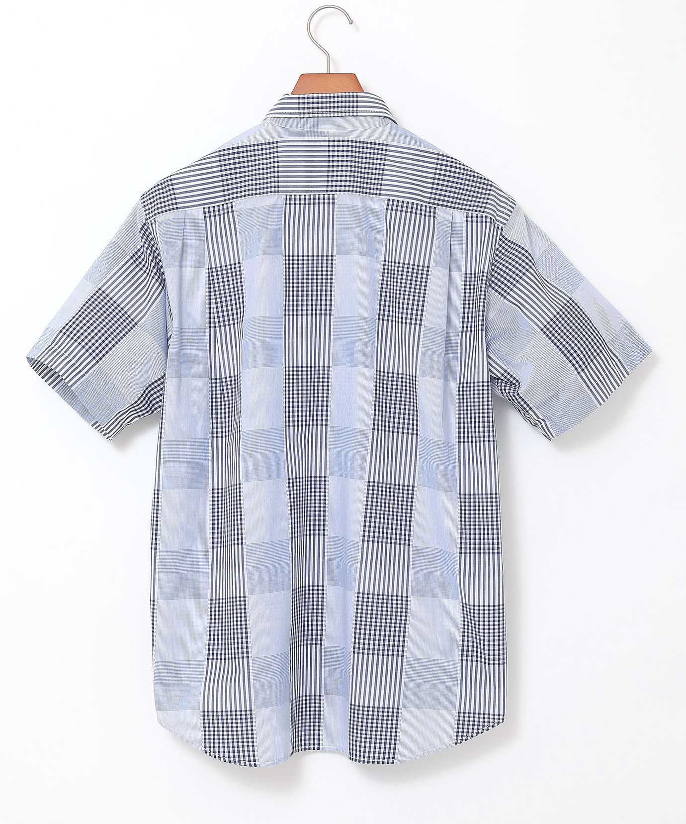 メンズ パッチワーク風 チェック シャツ通販 [1601-00511