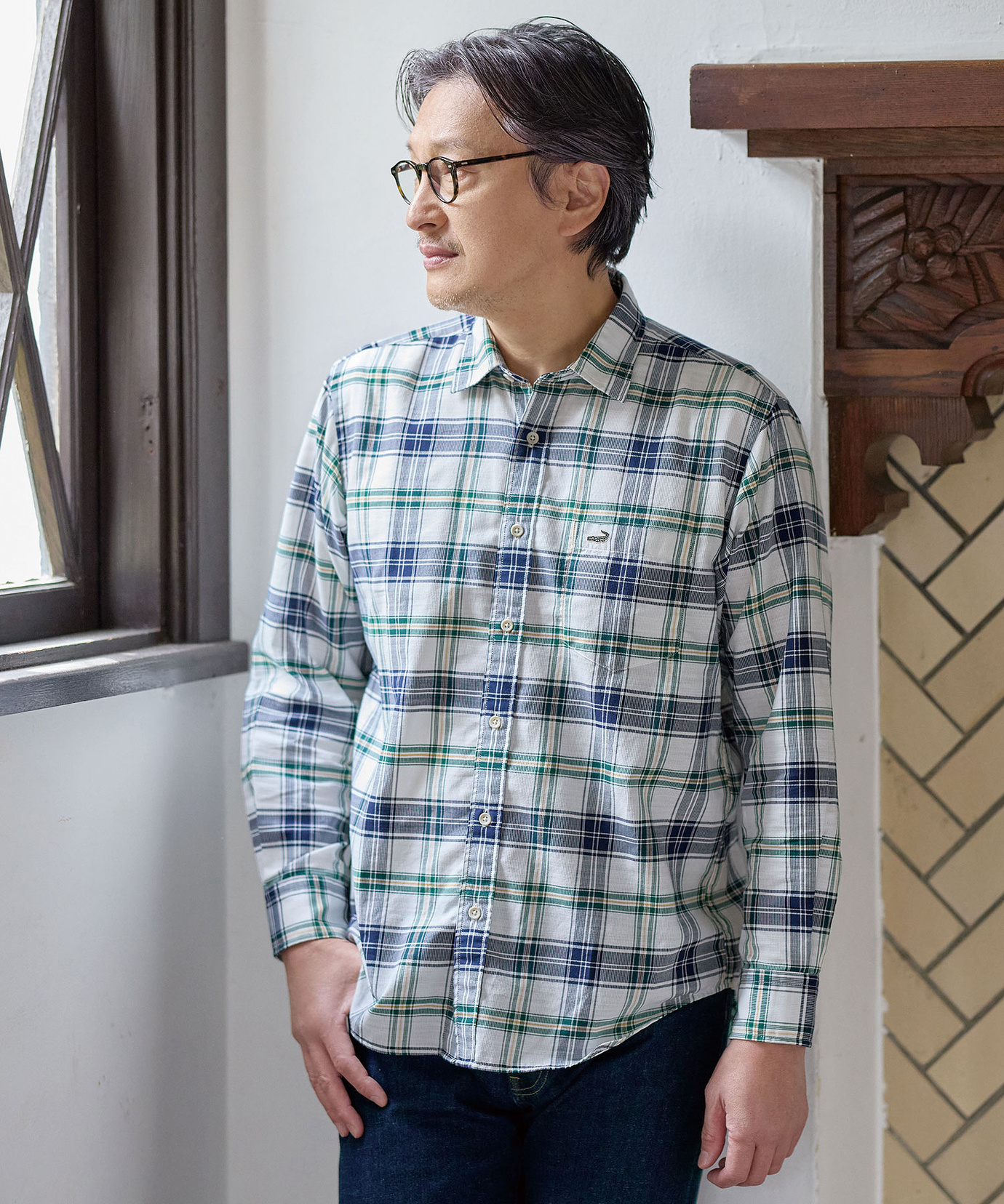 メンズ ピケ 英国調タータン柄 シャツ通販 [1601-51105 メンズ ピケ 英国調タータン柄 シャツ通販 [1601-51105