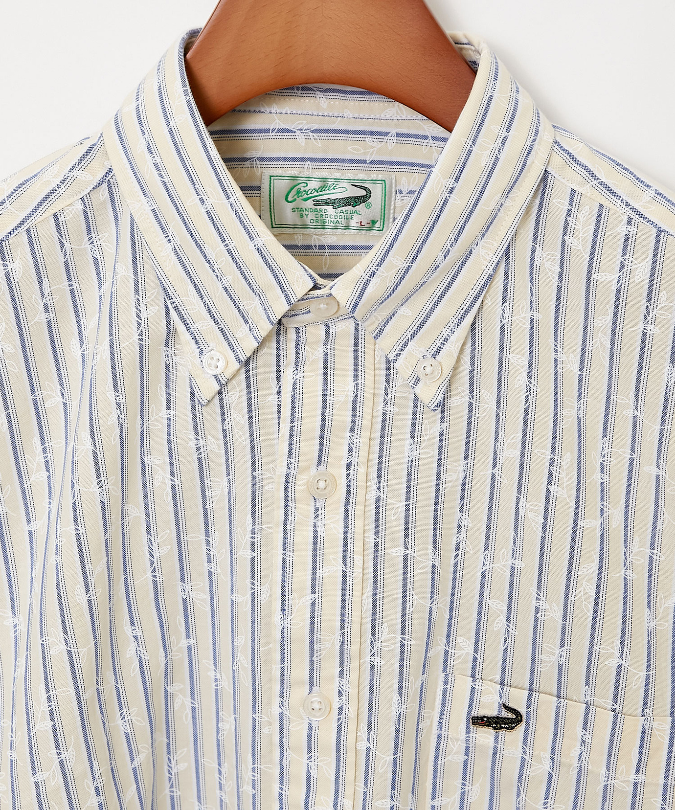 メンズ ストライプ リーフ柄 オックスフォード シャツ通販 [1601-51106