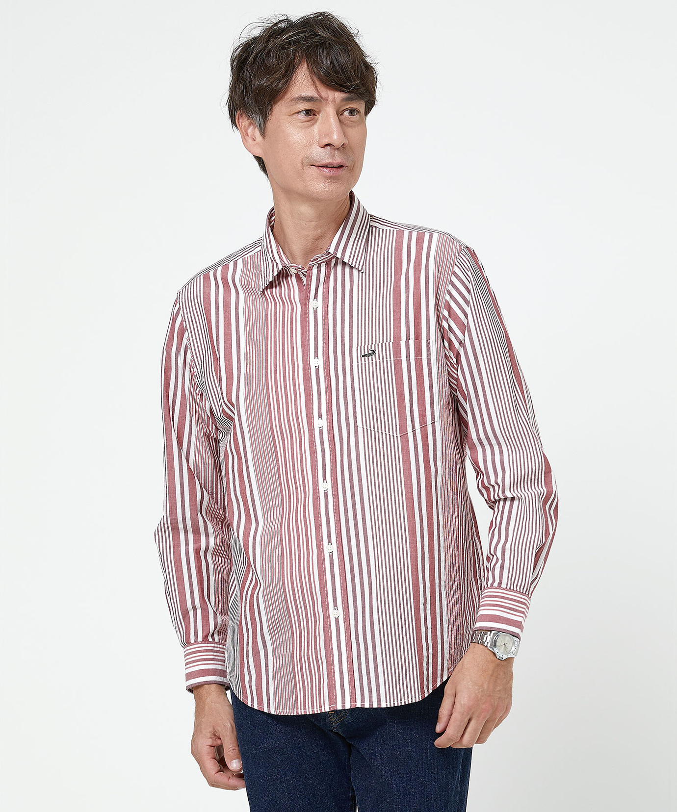 メンズ サッカー ランダムストライプ柄 シャツ通販 [1601-51107