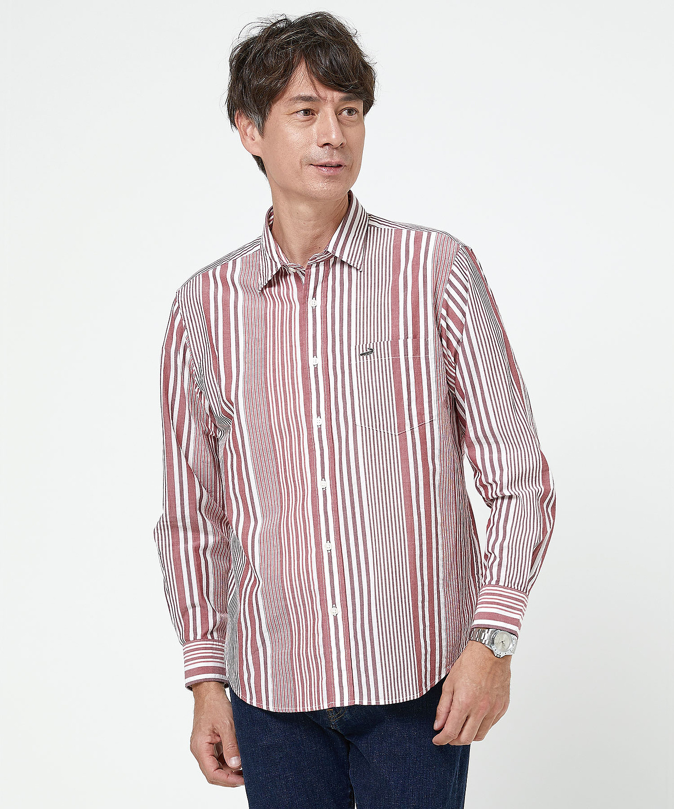 メンズ サッカー ランダムストライプ柄 シャツ通販 [1601-51107