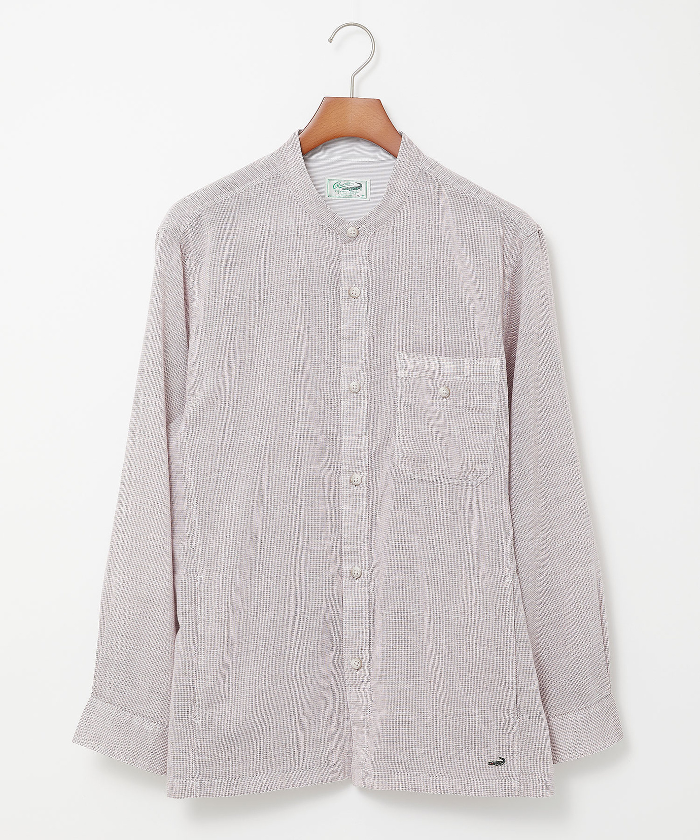 メンズ リネンブレンド バンドカラー シャツ通販 [1601-53101