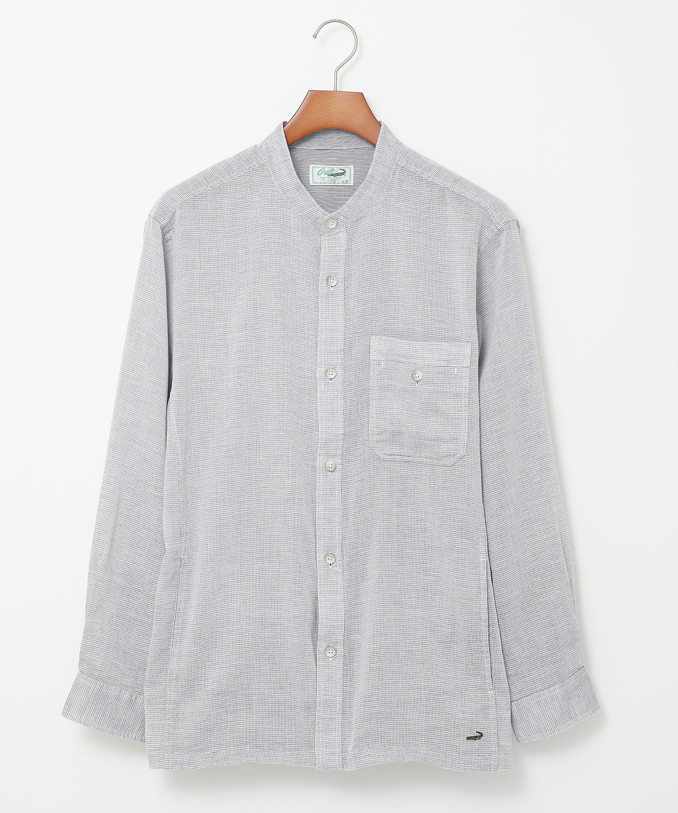 メンズ リネンブレンド バンドカラー シャツ通販 [1601-53101