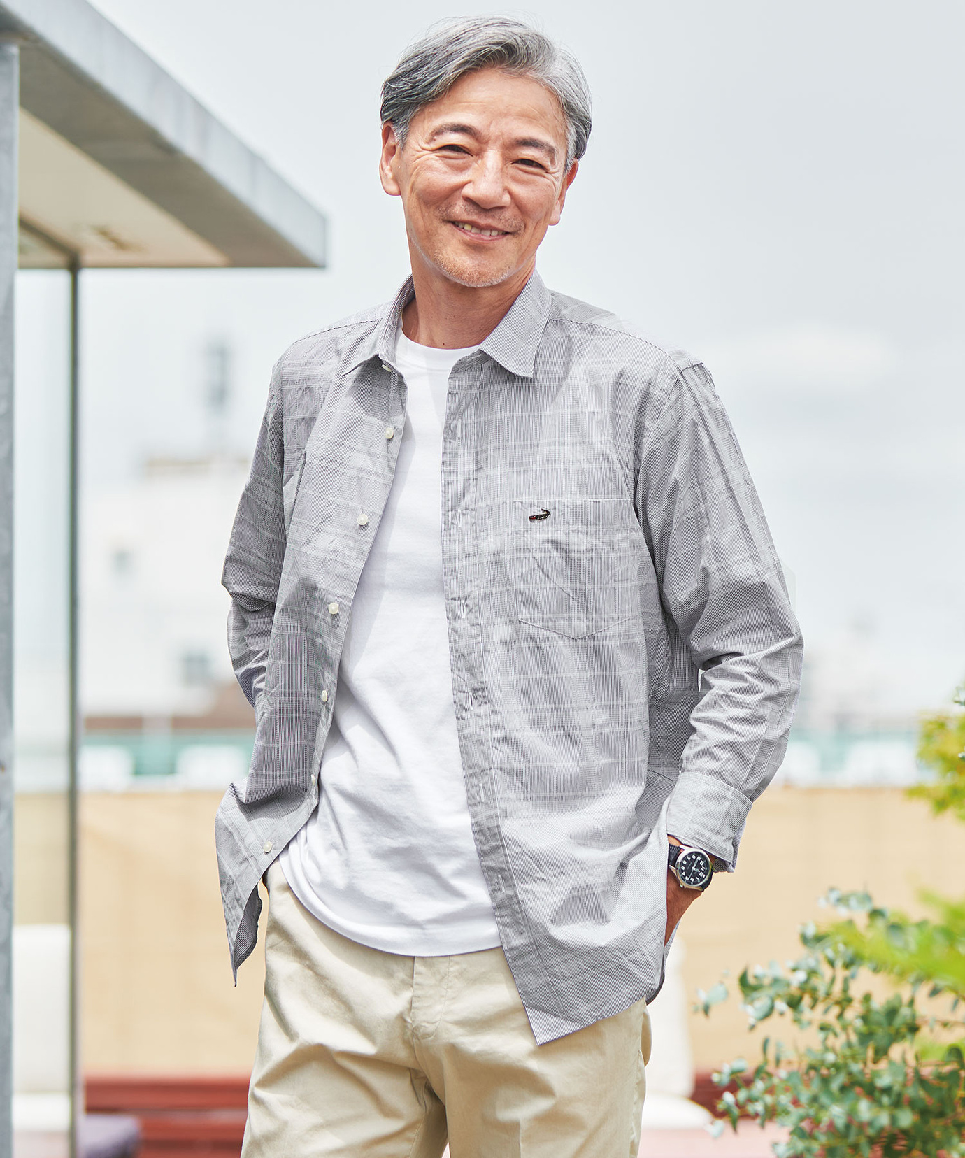 メンズ ドビー素材 チェック柄 シャツ通販 [1601-53102