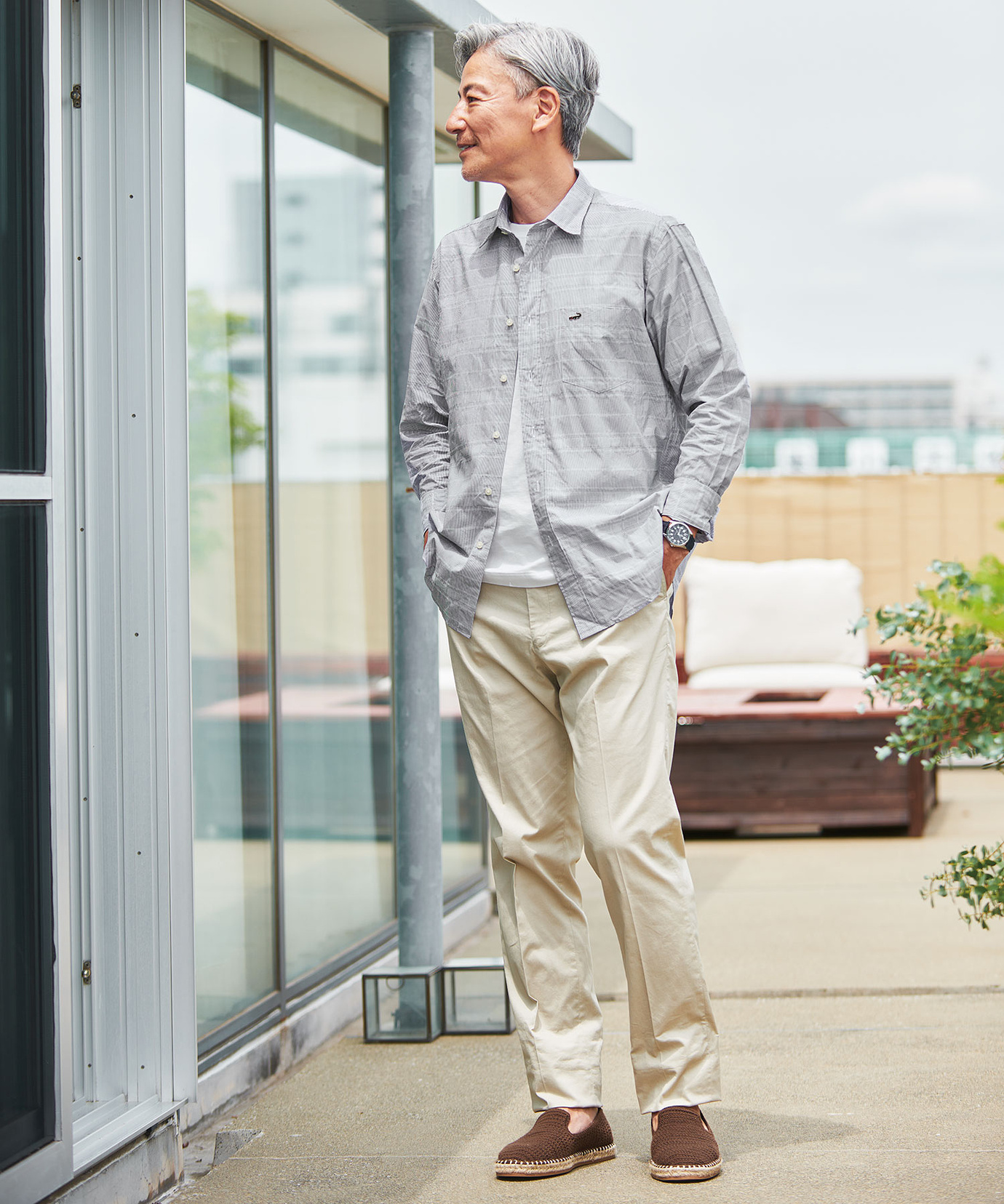 メンズ ドビー素材 チェック柄 シャツ通販 [1601-53102