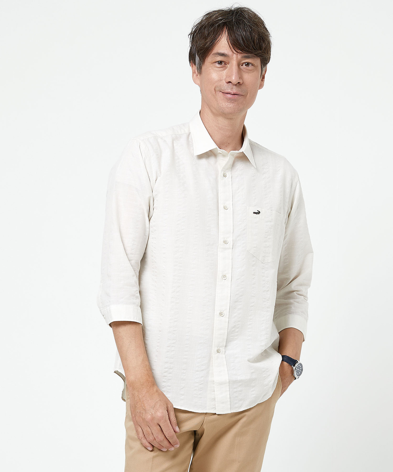 メンズ ソアロン 無地 七分袖 シャツ【接触冷感】【JAPAN FABRIC】通販