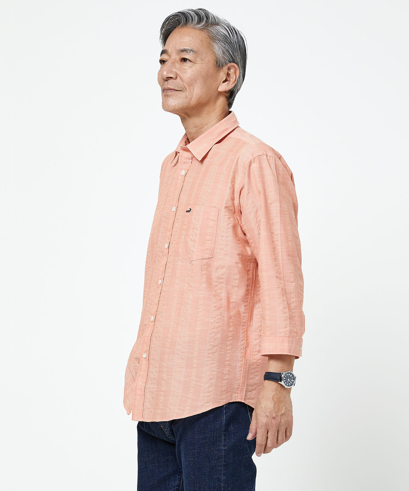 メンズ ソアロン 無地 七分袖 シャツ【接触冷感】【JAPAN FABRIC】通販