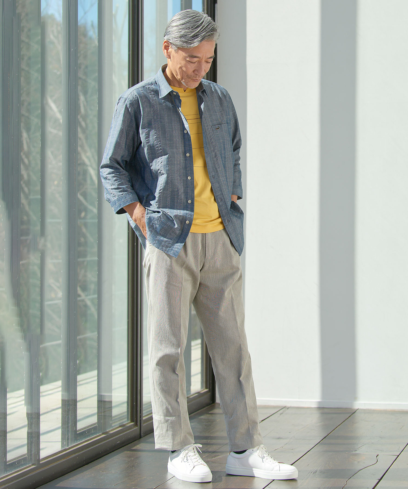 メンズ ソアロン 無地 七分袖 シャツ【接触冷感】【JAPAN FABRIC】通販