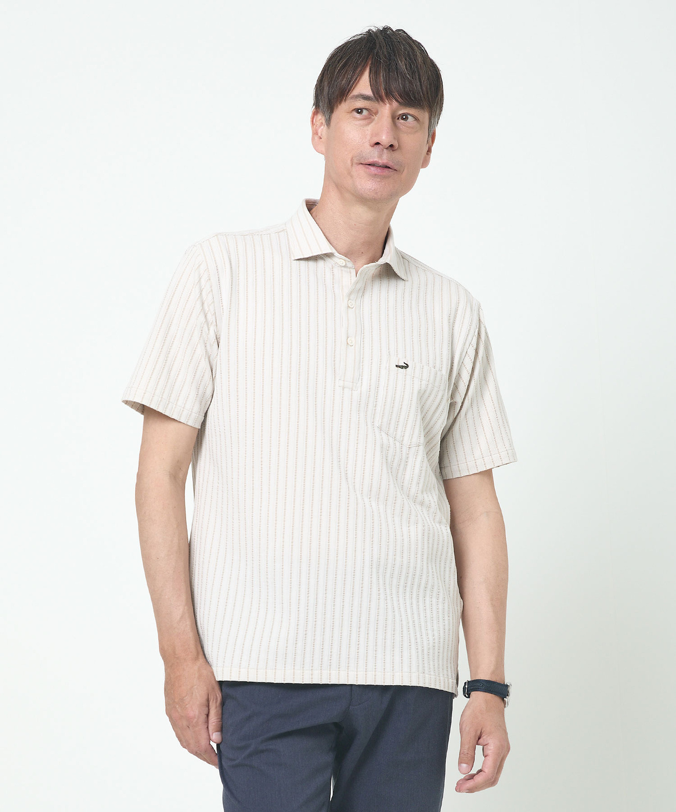 メンズ サッカー ストライプ柄 プルオーバー シャツ通販 [1601-53109