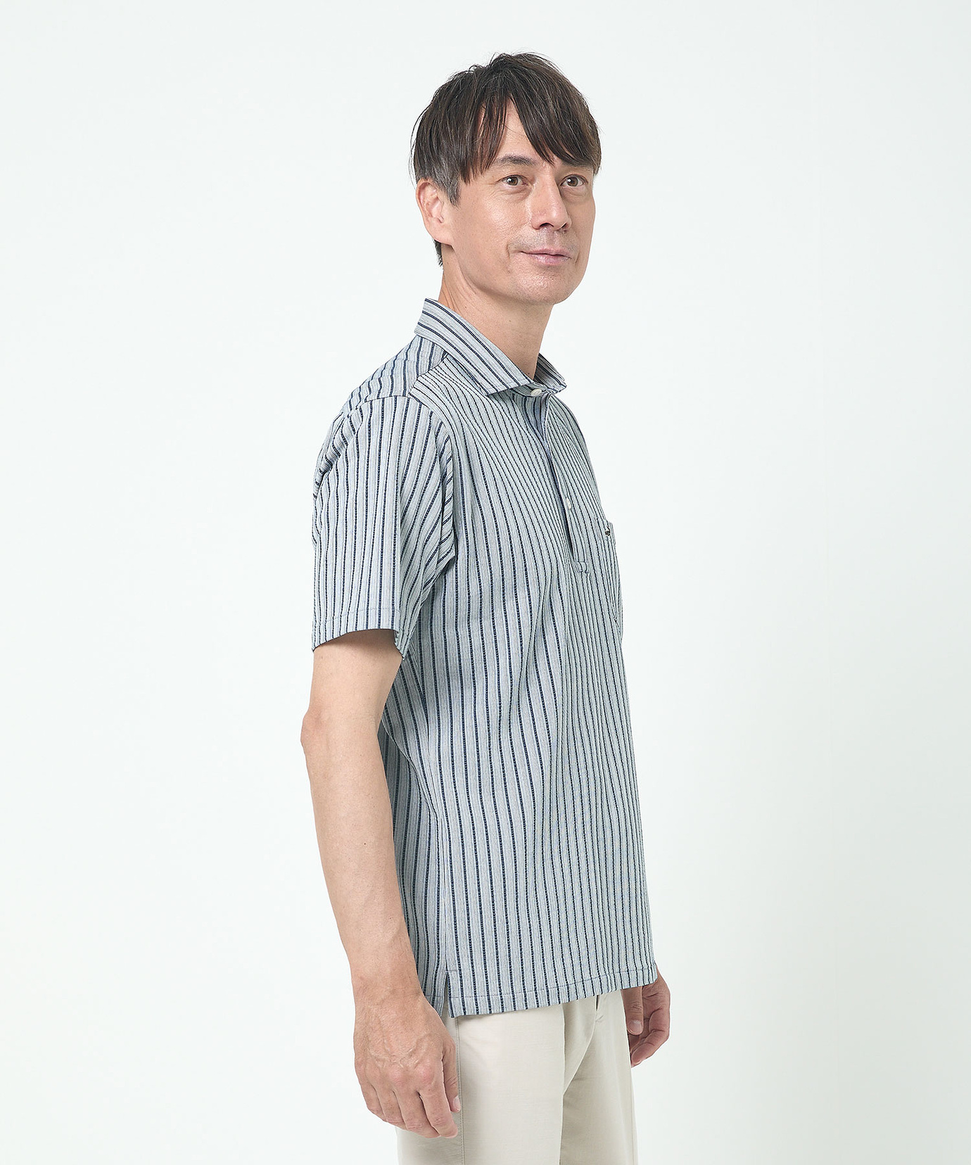 メンズ サッカー ストライプ柄 プルオーバー シャツ通販 [1601-53109