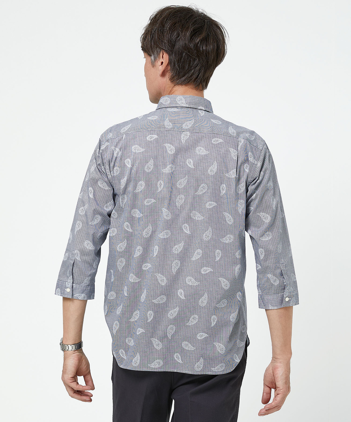 メンズ スノーコットン ペイズリー柄 7分袖シャツ【接触冷感】通販