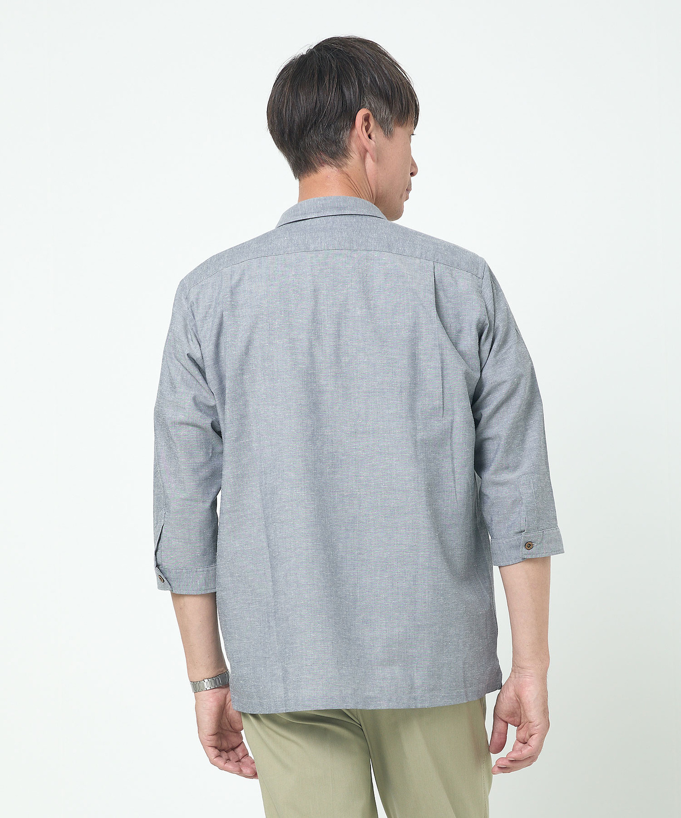 メンズ カプリ スキッパー襟 七分袖 シャツ【吸汗速乾】【シワになり