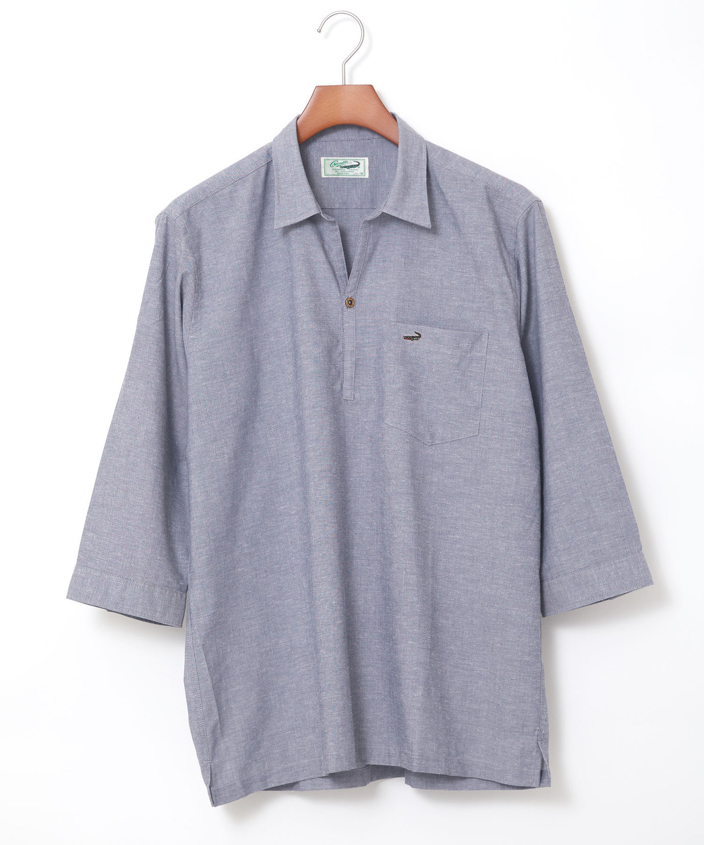 メンズ カプリ スキッパー襟 七分袖 シャツ【吸汗速乾】【シワになり