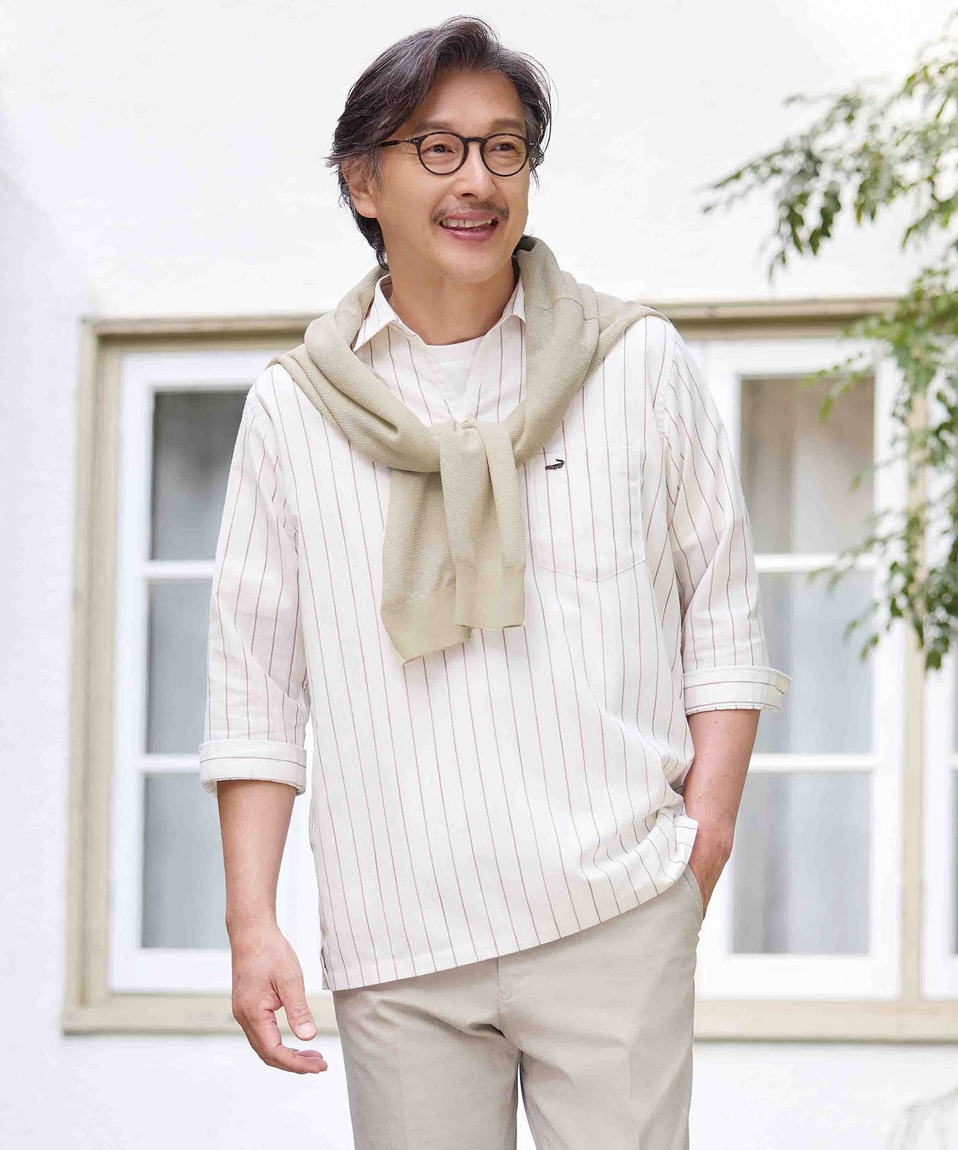 メンズ カプリ スキッパー襟 七分袖 シャツ【吸汗速乾】【シワになり