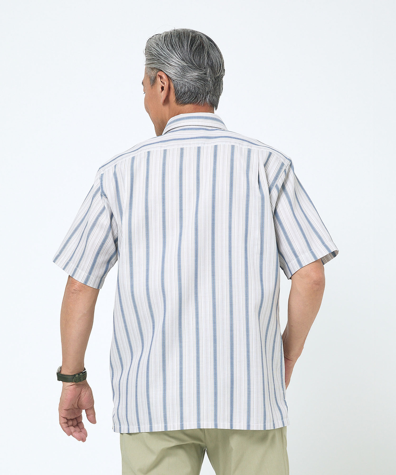 メンズ ラッセル ストライプ柄 シャツ【シワになりにくい】【吸汗速乾