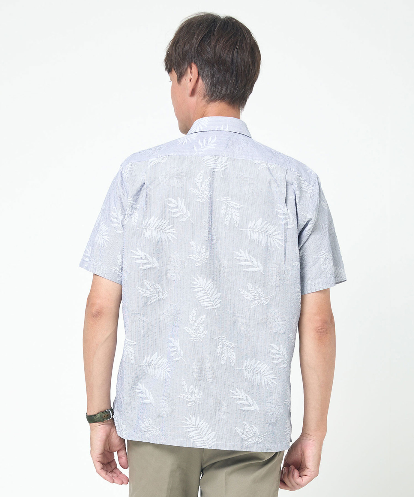 メンズ サッカー素材 リーフ柄 シャツ通販 [1601-54105