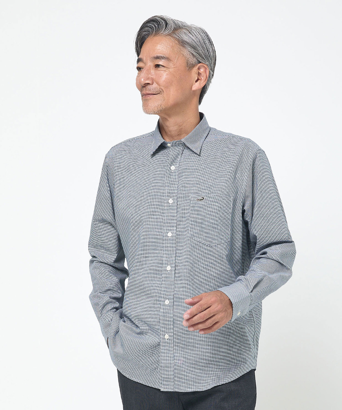 メンズ ノンアイロン 千鳥柄 シャツ【シワになりにくい】通販