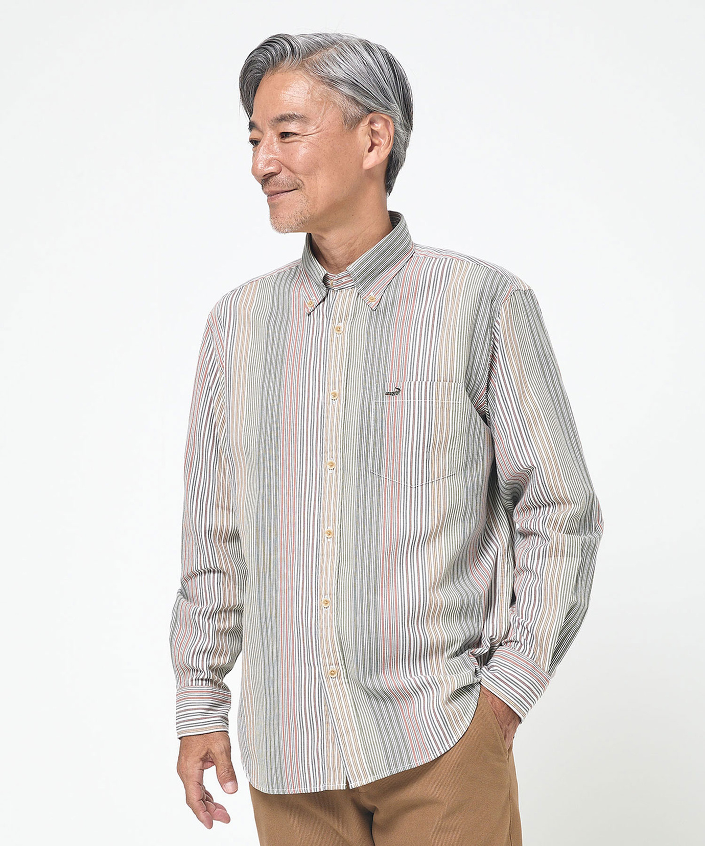 メンズ ピケ 配色 ストライプ シャツ通販 [1601-55115] - クロコダイル