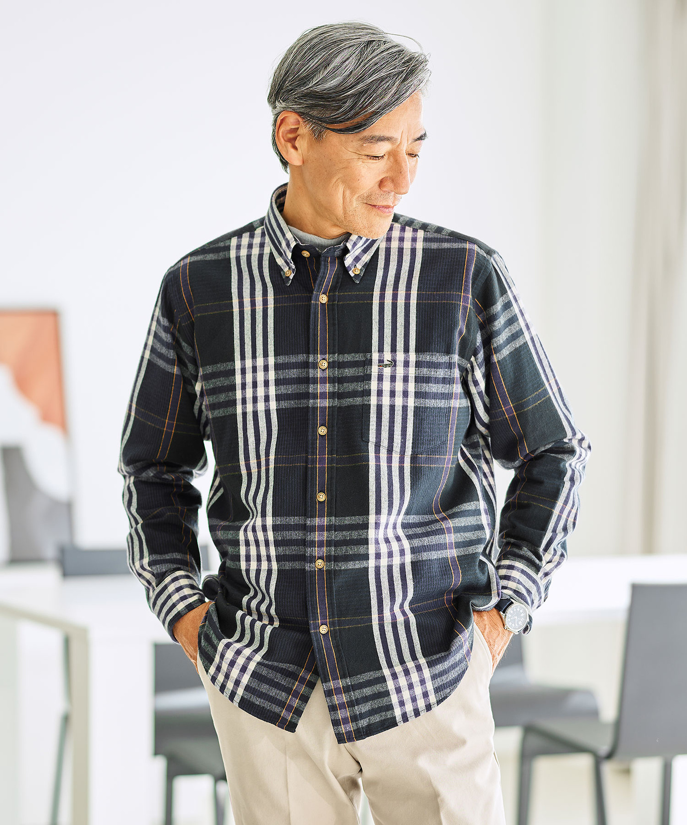 メンズ シャギー加工 タータン柄 シャツ通販 [1601-55121 メンズ シャギー加工 タータン柄 シャツ通販 [1601-55121