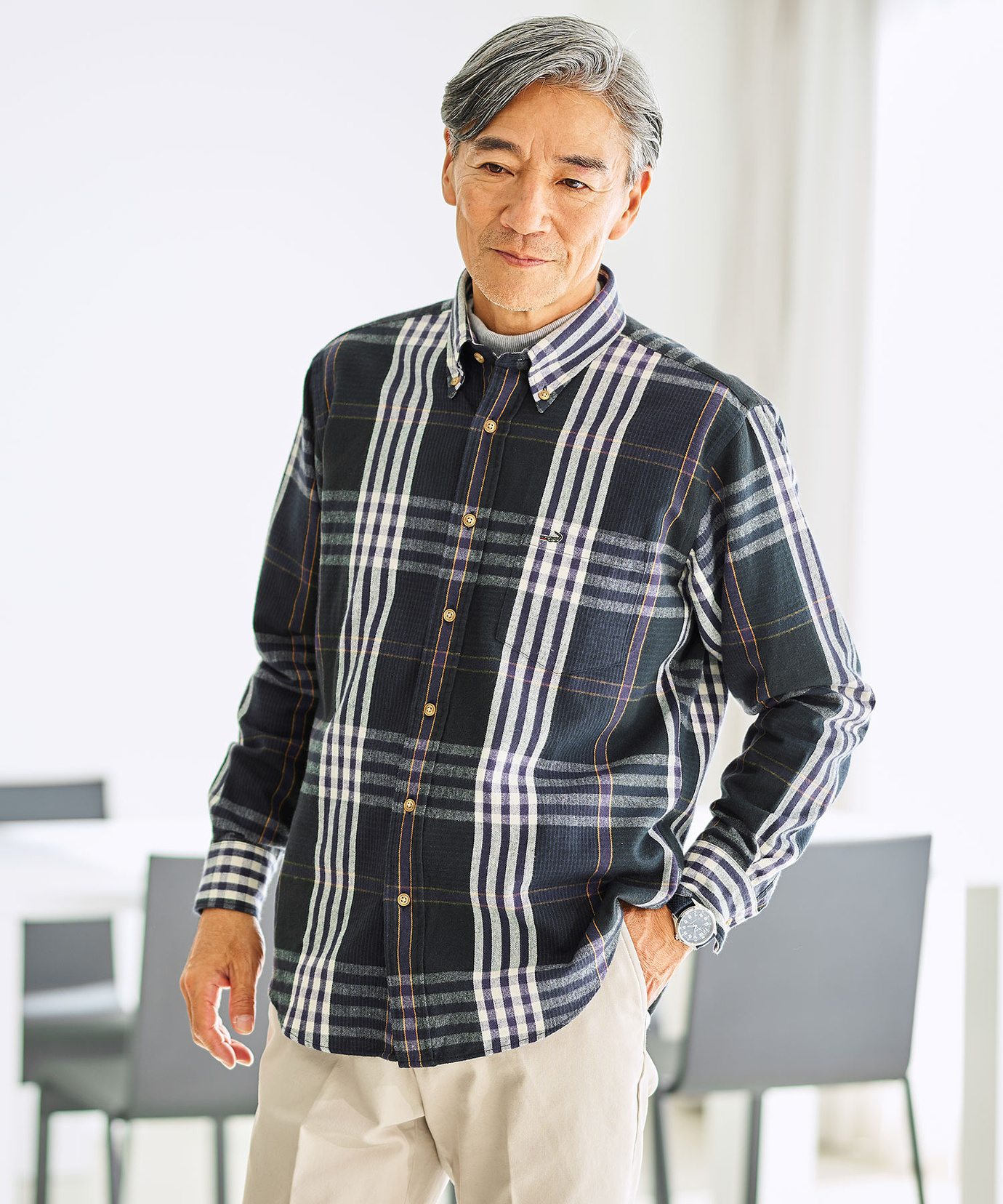 メンズ シャギー加工 タータン柄 シャツ通販 [1601-55121 メンズ シャギー加工 タータン柄 シャツ通販 [1601-55121