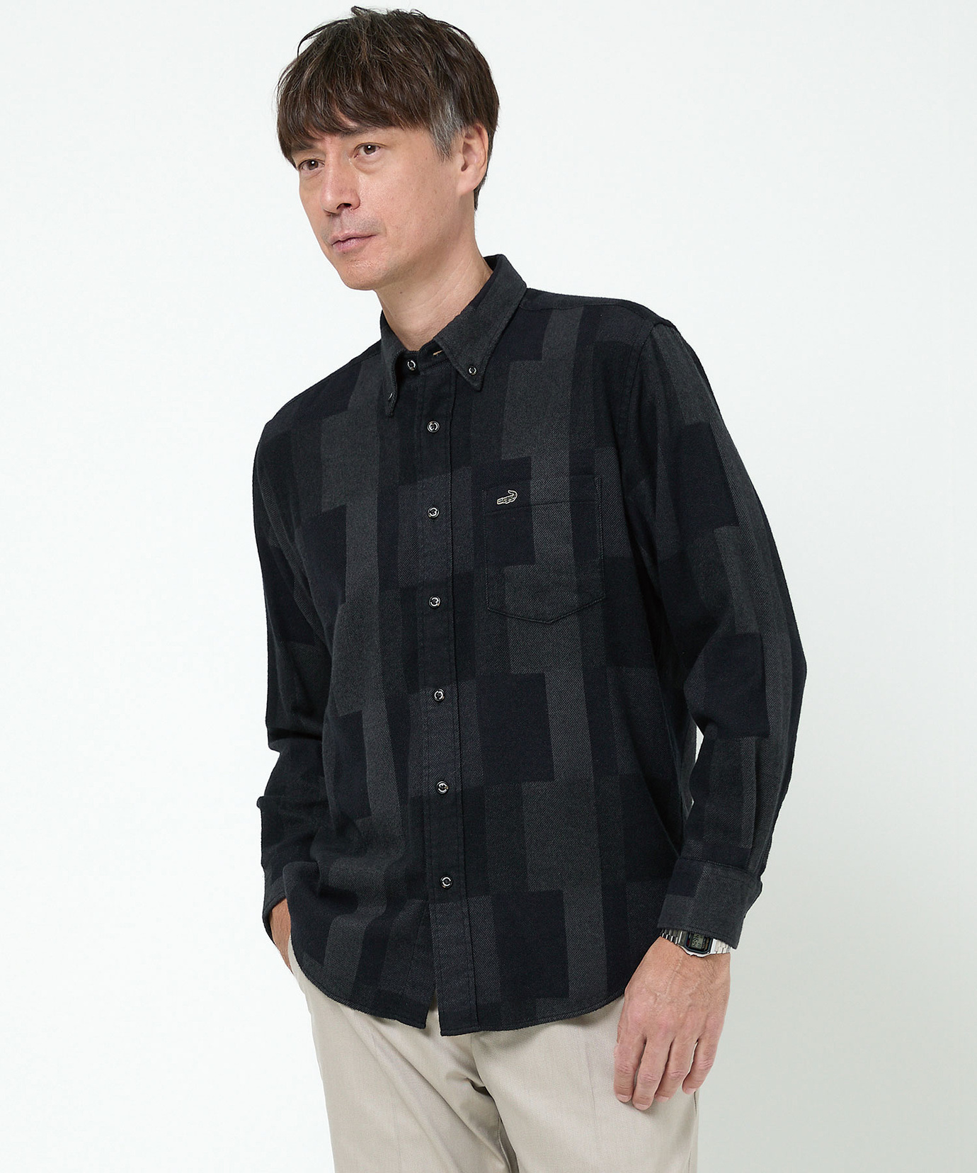 メンズ チェック柄 昼夜織り ボタンダウンシャツ通販 [1601-58105