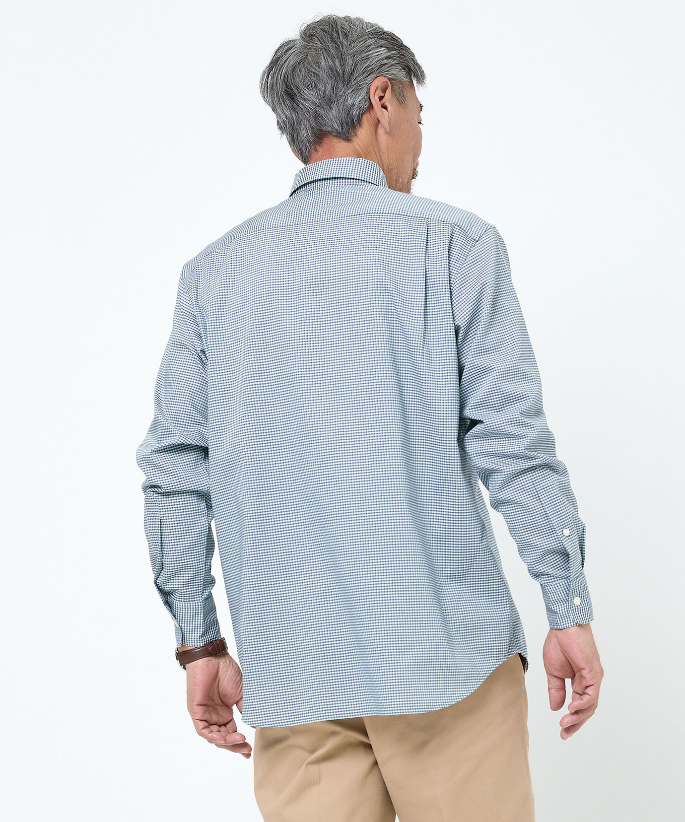 メンズ ノンアイロン ギンガムチェック ボタンダウンシャツ【シワに