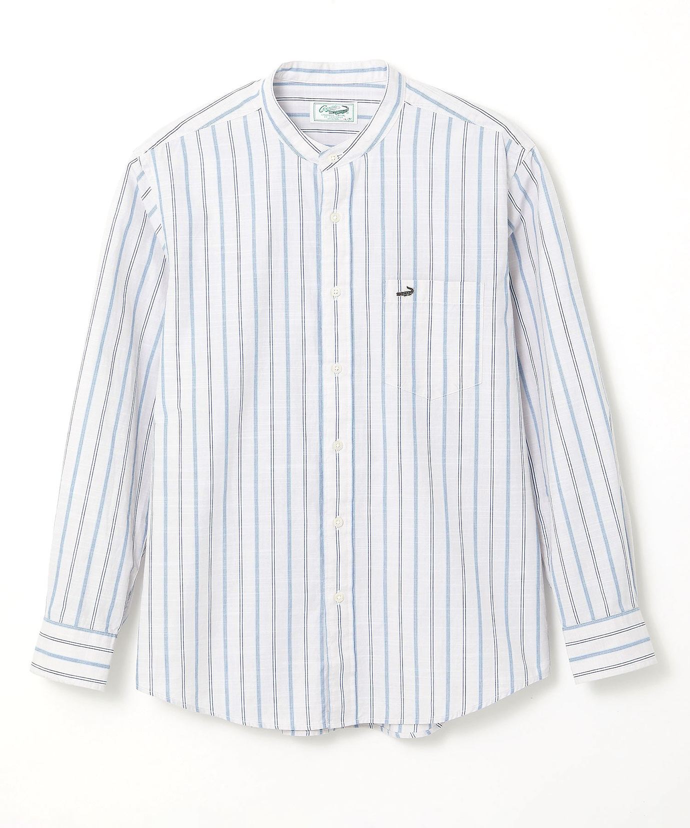 メンズ バンドカラー ストライプ シャツ通販 [1601-61108