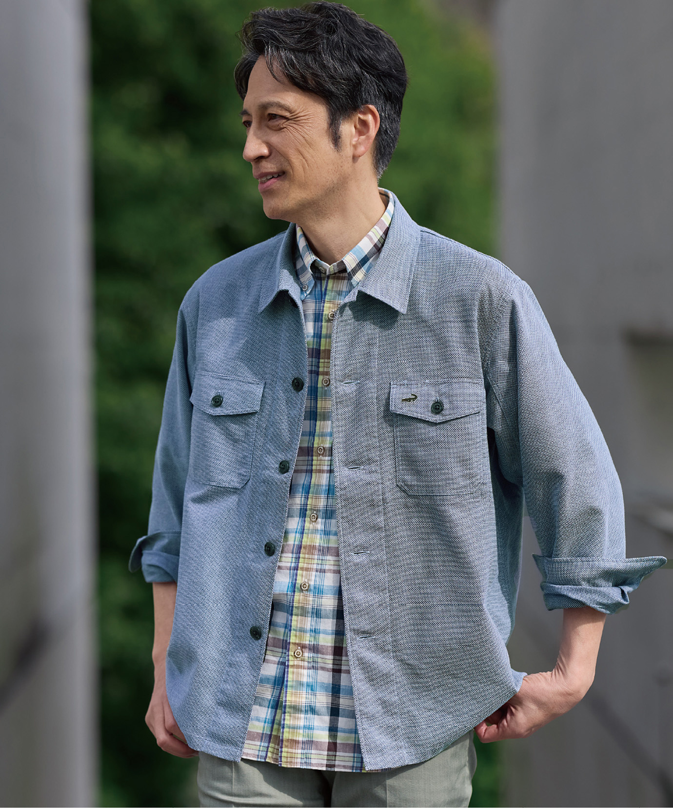 メンズ カラミ織り CPO シャツジャケット【シワになりにくい】通販