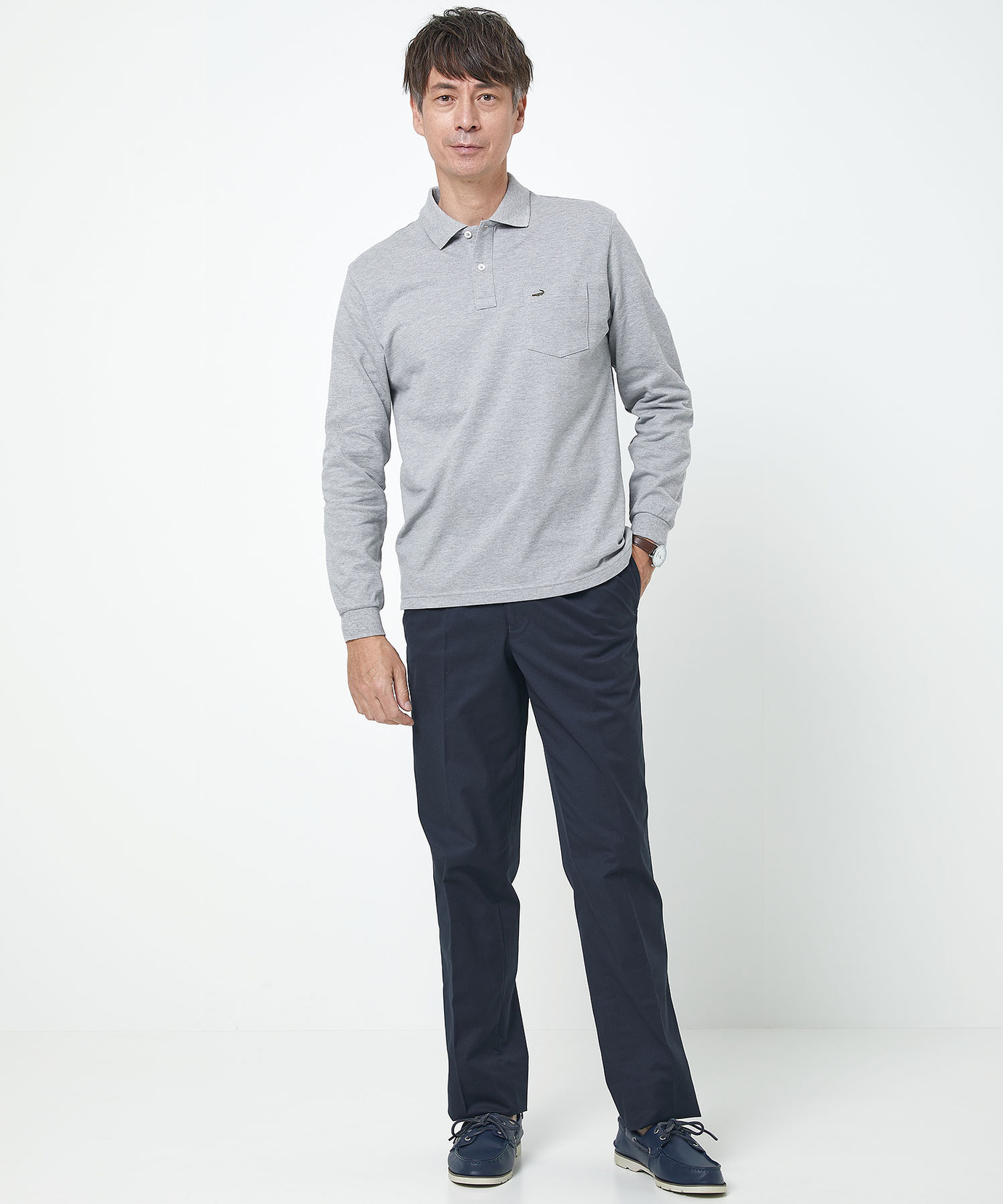 メンズ 【ベストセラー】ワンポイント長袖ポロシャツ【日本製】通販